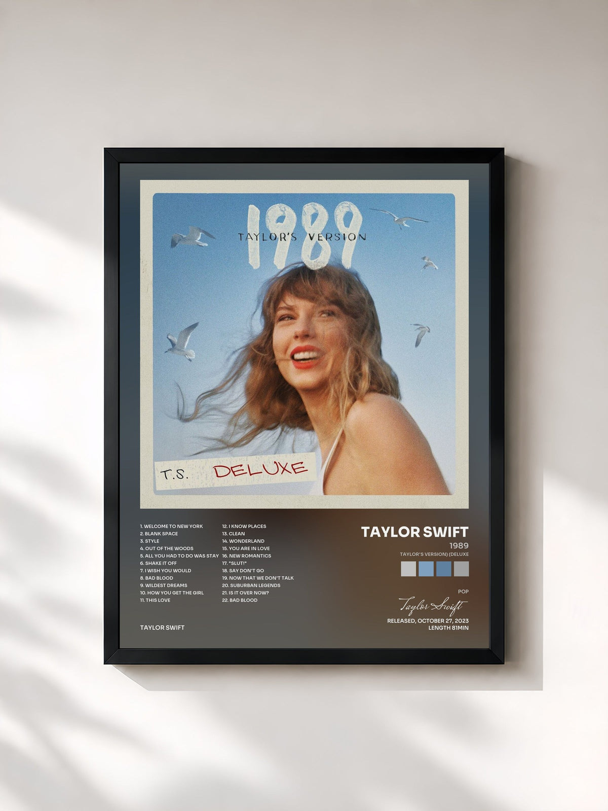 #noir Tableau de l'album 1989 (Taylor's Version) (Deluxe) de Taylor Swift, cadre noir, imprimé et encadré en France