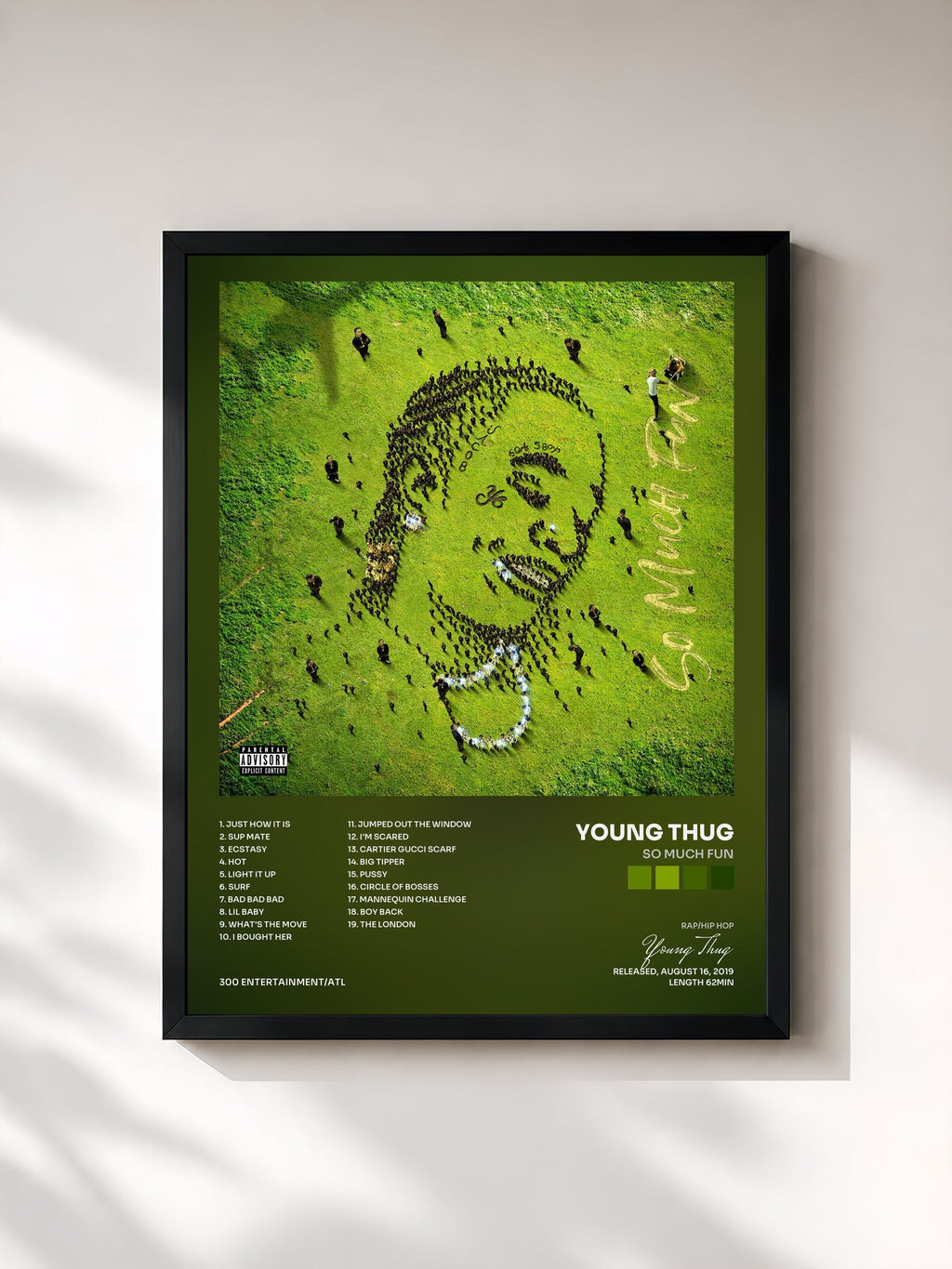 #noir Tableau de l'album So Much Fun de Young Thug, cadre noir, imprimé et encadré en France
