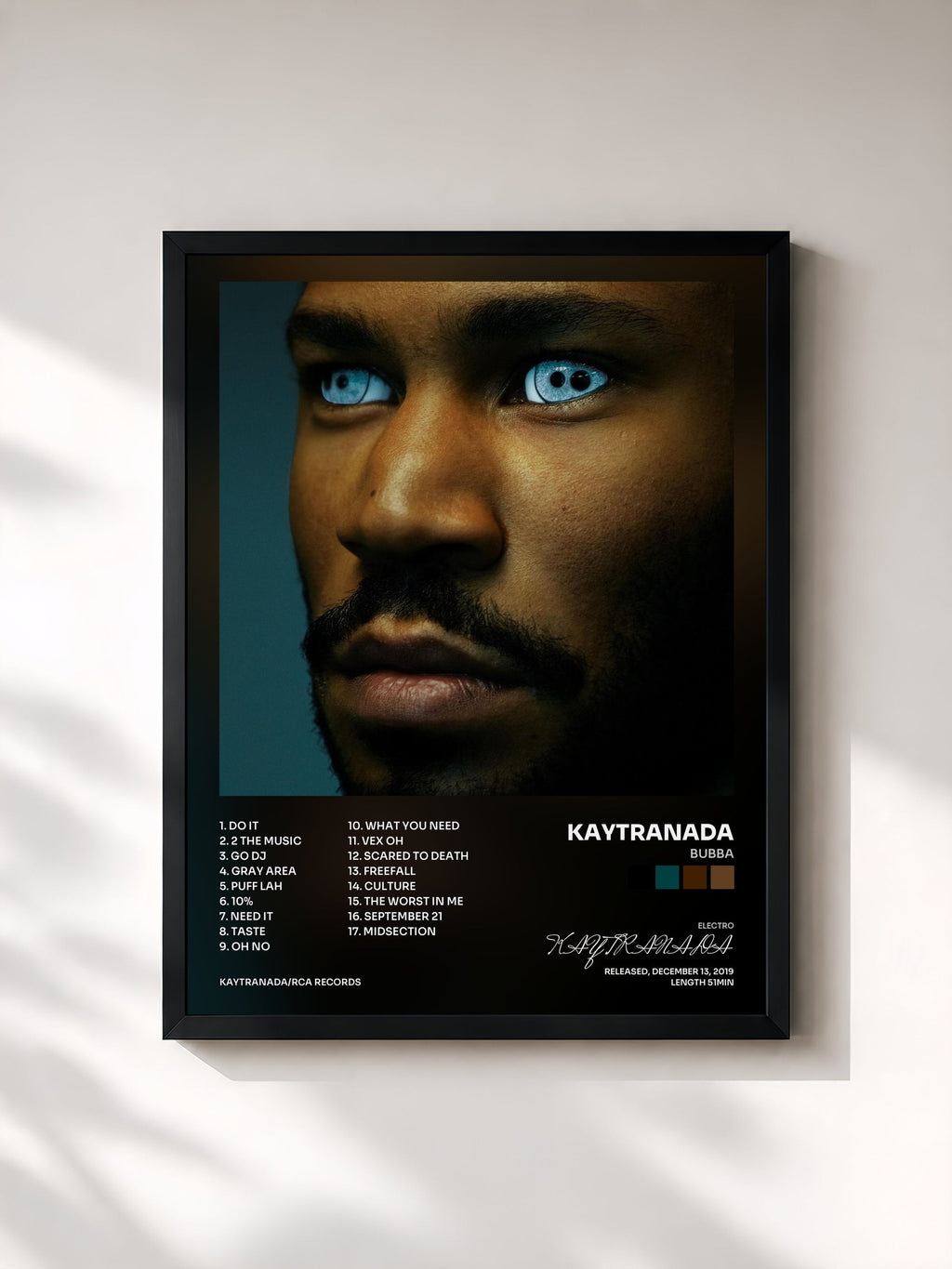 #noir BUBBA de KAYTRANADA en lámina enmarcada, marco negro, impresa y enmarcada en Francia