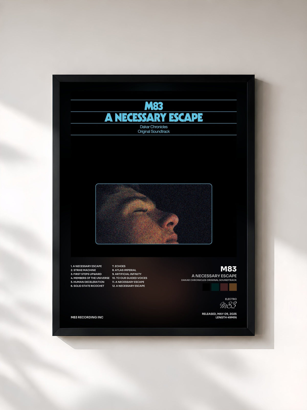 #noir Tableau de l'album A Necessary Escape (Dakar Chronicles Original Soundtrack) de M83, cadre noir, imprimé et encadré en France