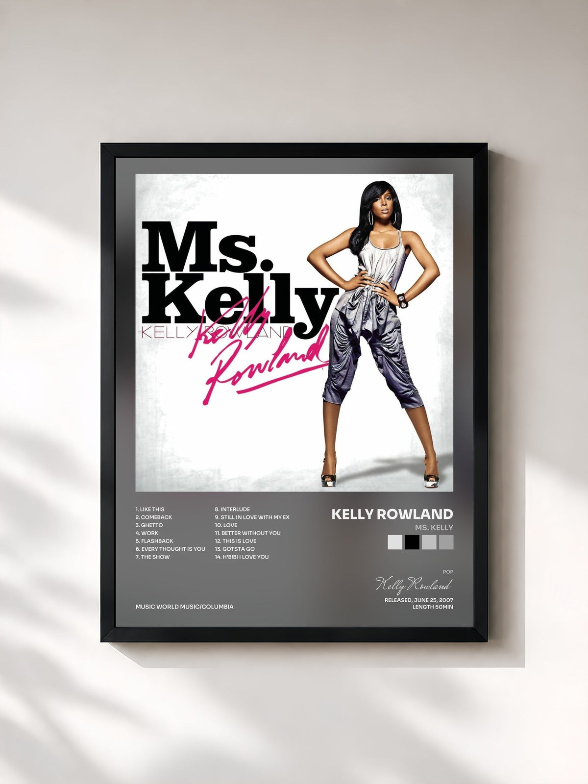 #noir Tableau de l'album Ms. Kelly de Kelly Rowland, cadre noir, imprimé et encadré en France