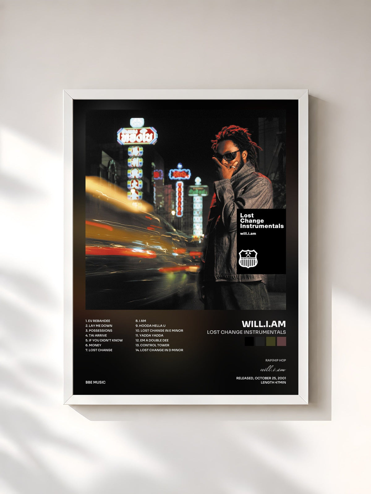 #blanc Lost Change Instrumentals by will.i.am as a framed art print, white frame, printed and framed in France