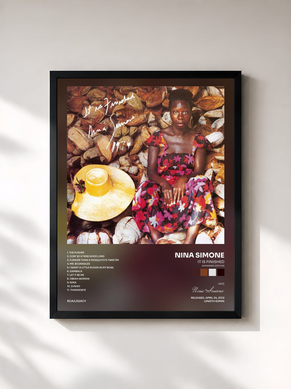 #noir Tableau de l'album It Is Finished (Expanded Edition) de Nina Simone, cadre noir, imprimé et encadré en France