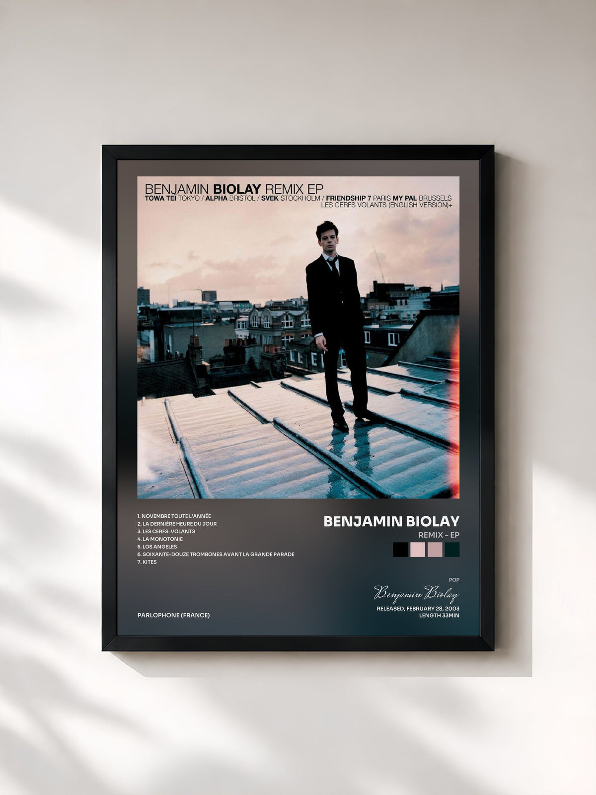 #noir Remix - EP by Benjamin Biolay as a framed art print, black frame, printed and framed in France