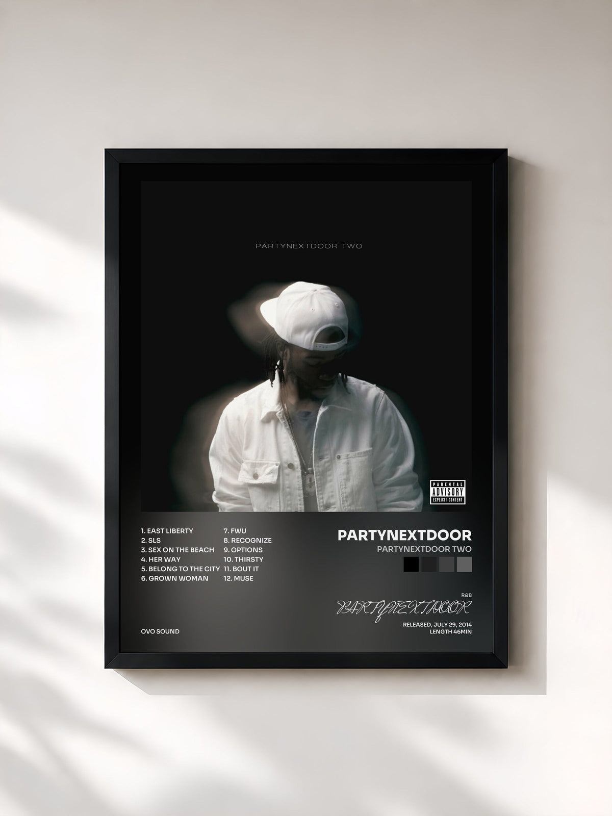 #noir PARTYNEXTDOOR TWO von PARTYNEXTDOOR als gerahmter Kunstdruck, schwarzer Rahmen, gedruckt und gerahmt in Frankreich