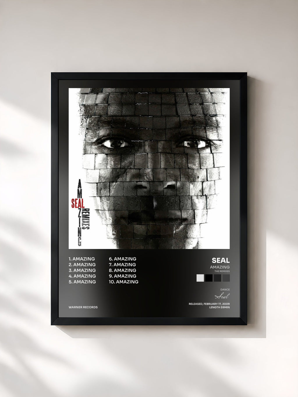 #noir Amazing (The Remixes) von Seal als gerahmter Kunstdruck, schwarzer Rahmen, gedruckt und gerahmt in Frankreich