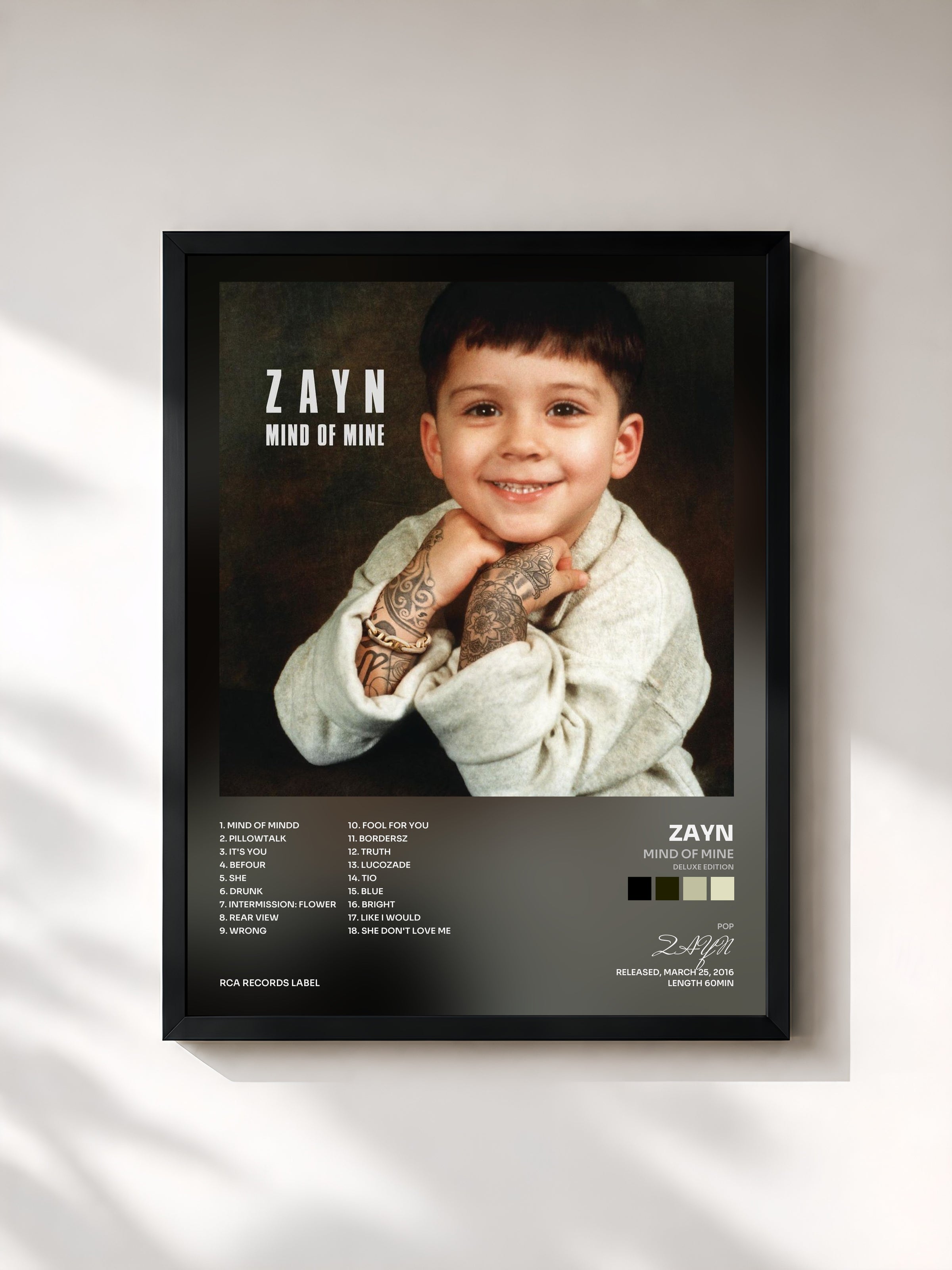 #noir Tableau de l'album Mind Of Mine (Deluxe Edition) de ZAYN, cadre noir, imprimé et encadré en France