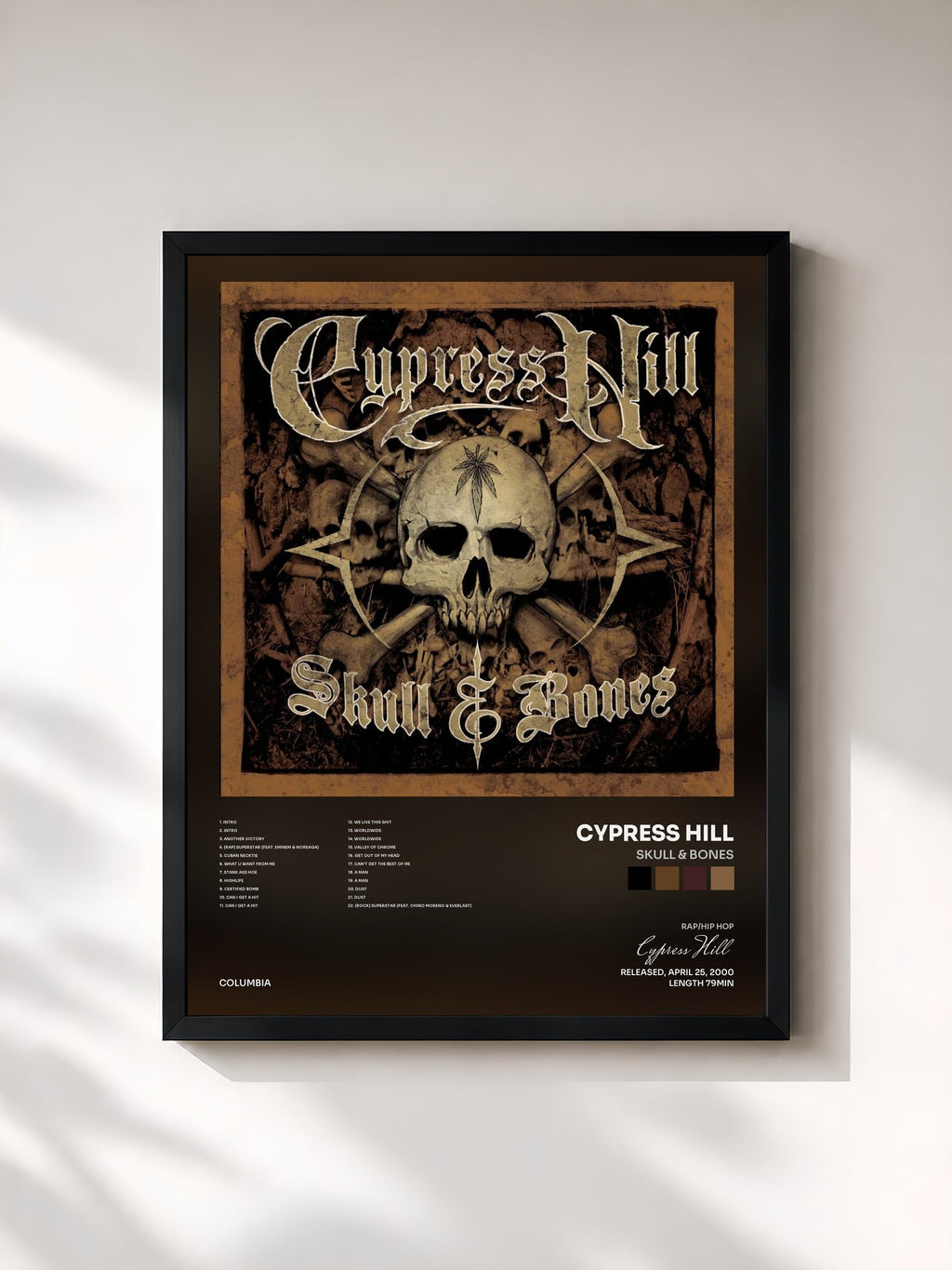 #noir Skull & Bones von Cypress Hill als gerahmter Kunstdruck, schwarzer Rahmen, gedruckt und gerahmt in Frankreich