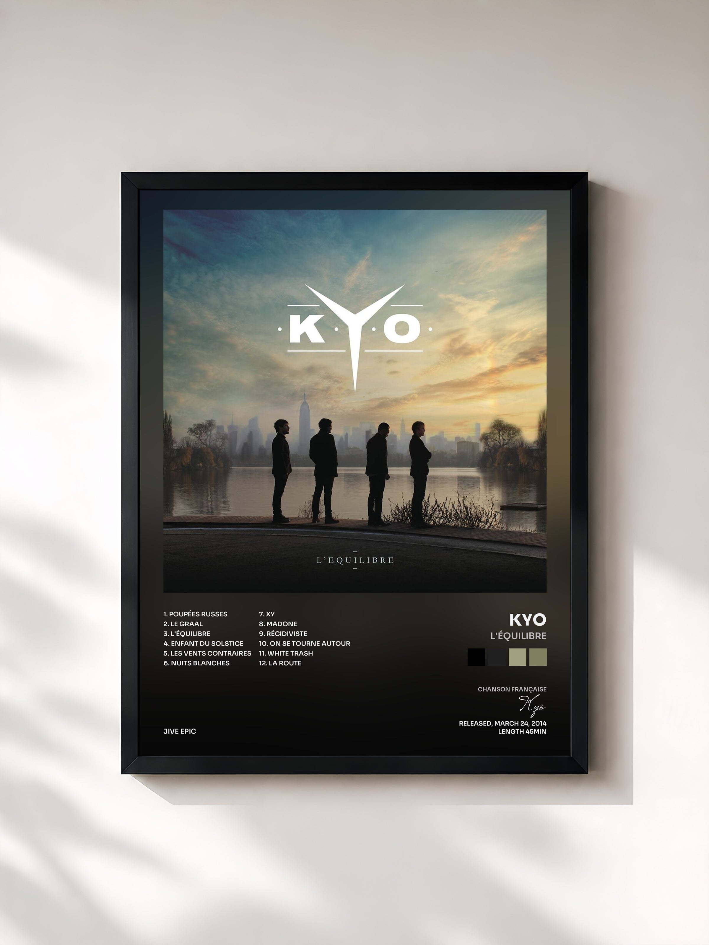 #noir Tableau de l'album L'équilibre de Kyo, cadre noir, imprimé et encadré en France