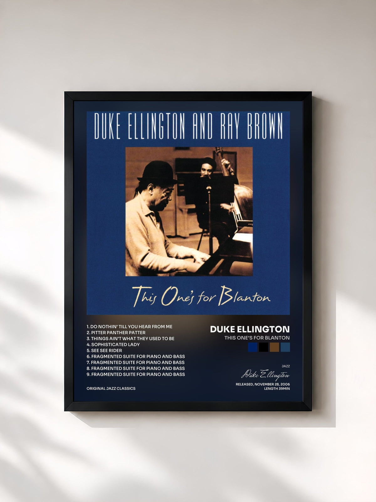 #noir Tableau de l'album This One's For Blanton de Duke Ellington, cadre noir, imprimé et encadré en France
