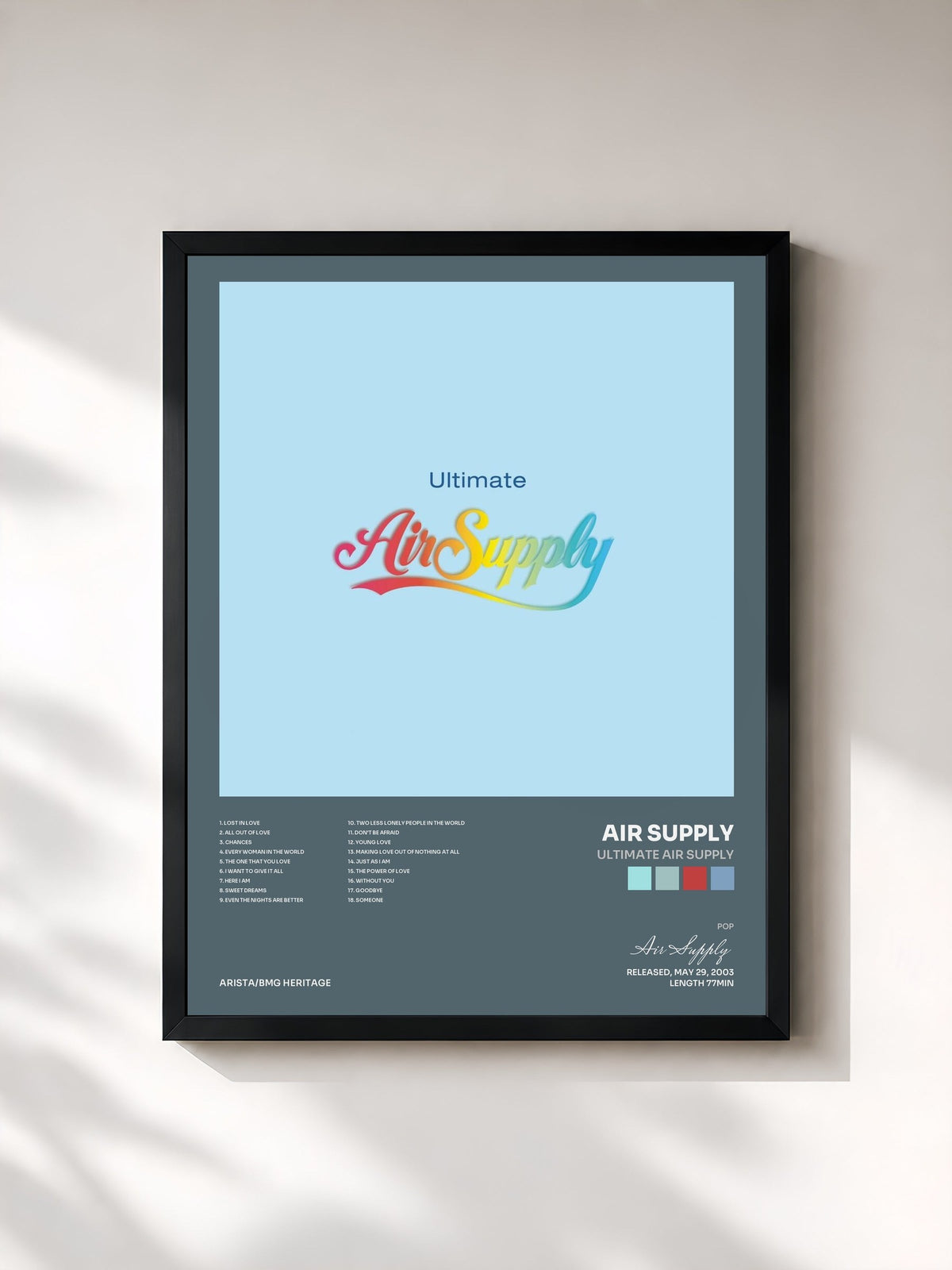 #noir Ultimate Air Supply by Air Supply as a framed art print, black frame, printed and framed in France