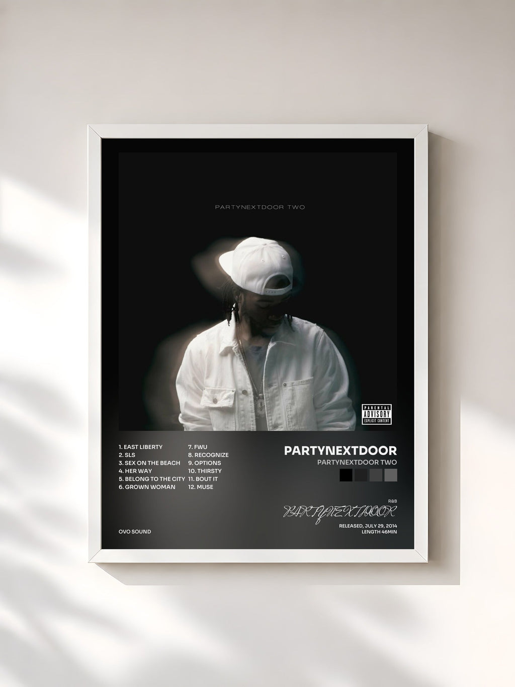 #blanc PARTYNEXTDOOR TWO by PARTYNEXTDOOR as a framed art print, white frame, printed and framed in France