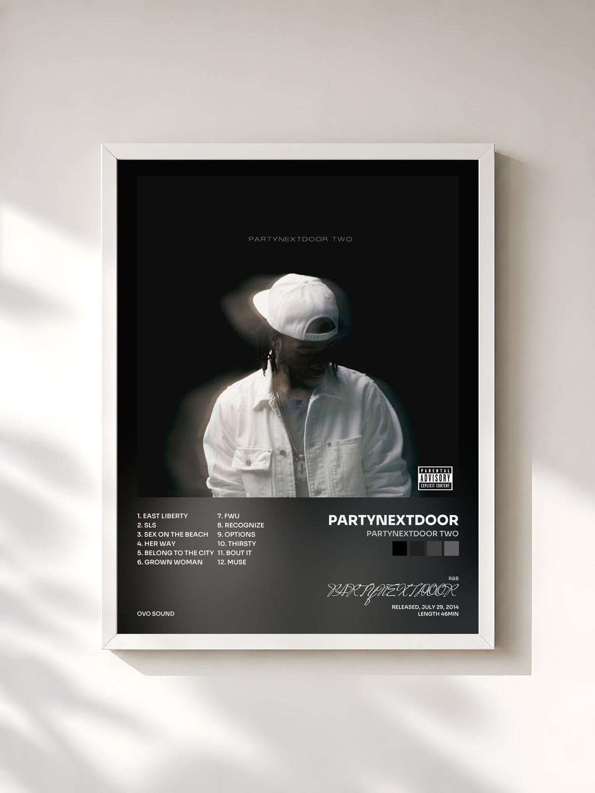 #blanc PARTYNEXTDOOR TWO von PARTYNEXTDOOR als gerahmter Kunstdruck, weißer Rahmen, gedruckt und gerahmt in Frankreich