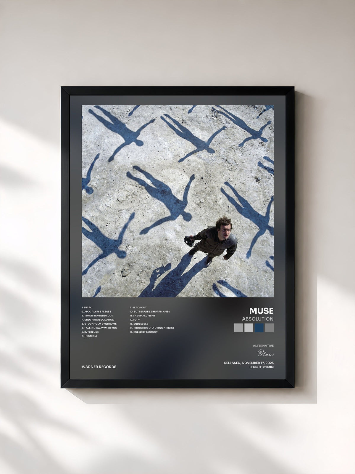 #noir Tableau de l'album Absolution de Muse, cadre noir, imprimé et encadré en France