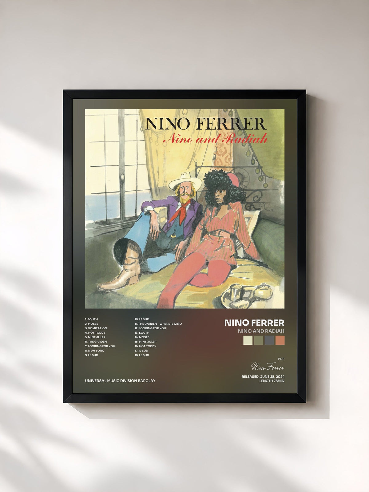 #noir Tableau de l'album Nino and Radiah de Nino Ferrer, cadre noir, imprimé et encadré en France