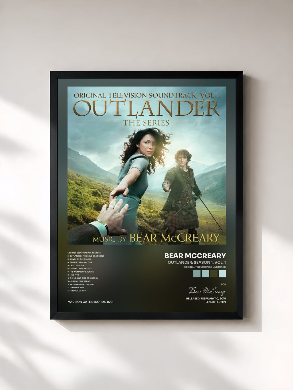 #noir Tableau de l'album Outlander: Season 1, Vol. 1 (Original Television Soundtrack) de Bear McCreary, cadre noir, imprimé et encadré en France