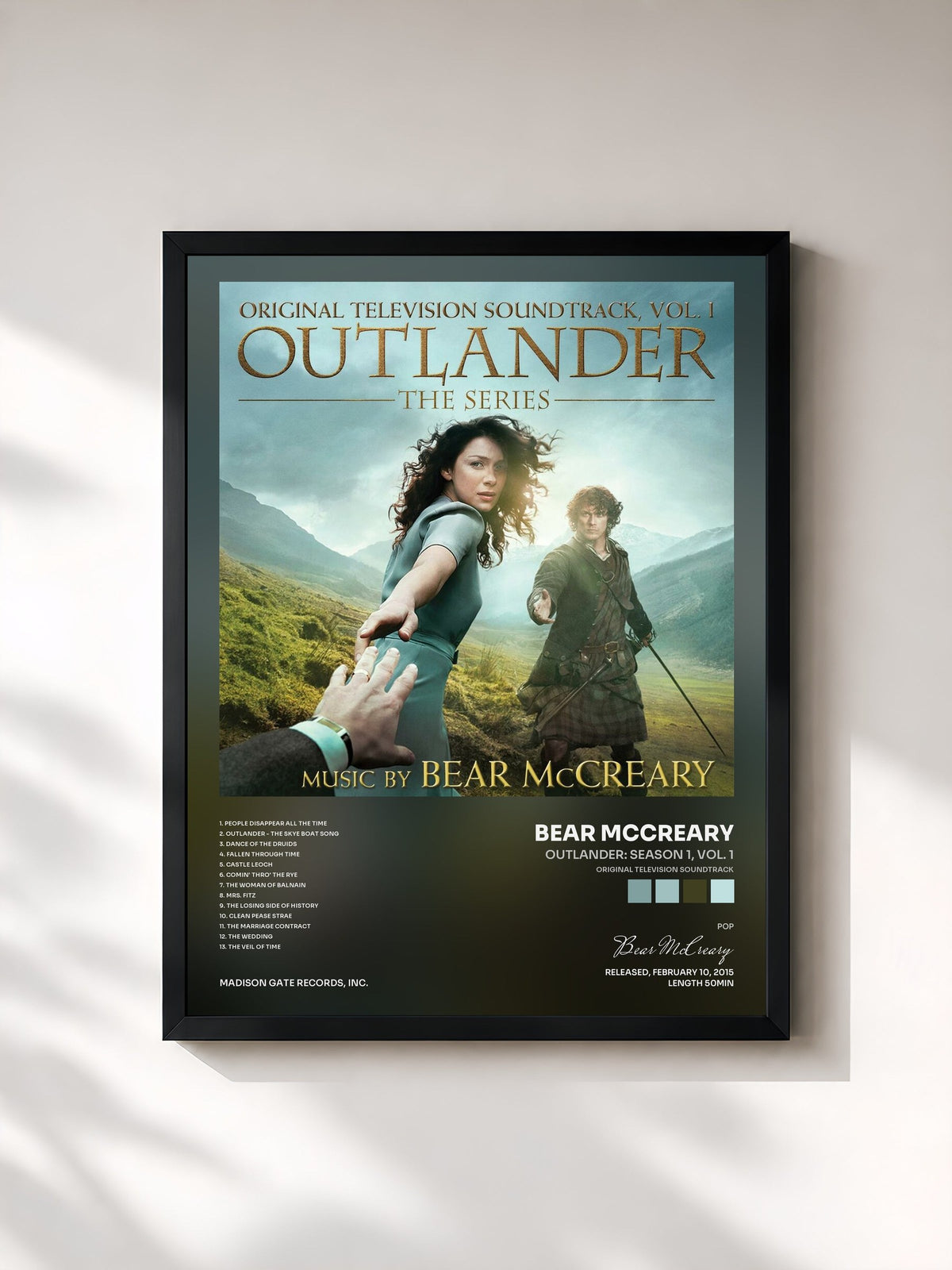 #noir Tableau de l'album Outlander: Season 1, Vol. 1 (Original Television Soundtrack) de Bear McCreary, cadre noir, imprimé et encadré en France