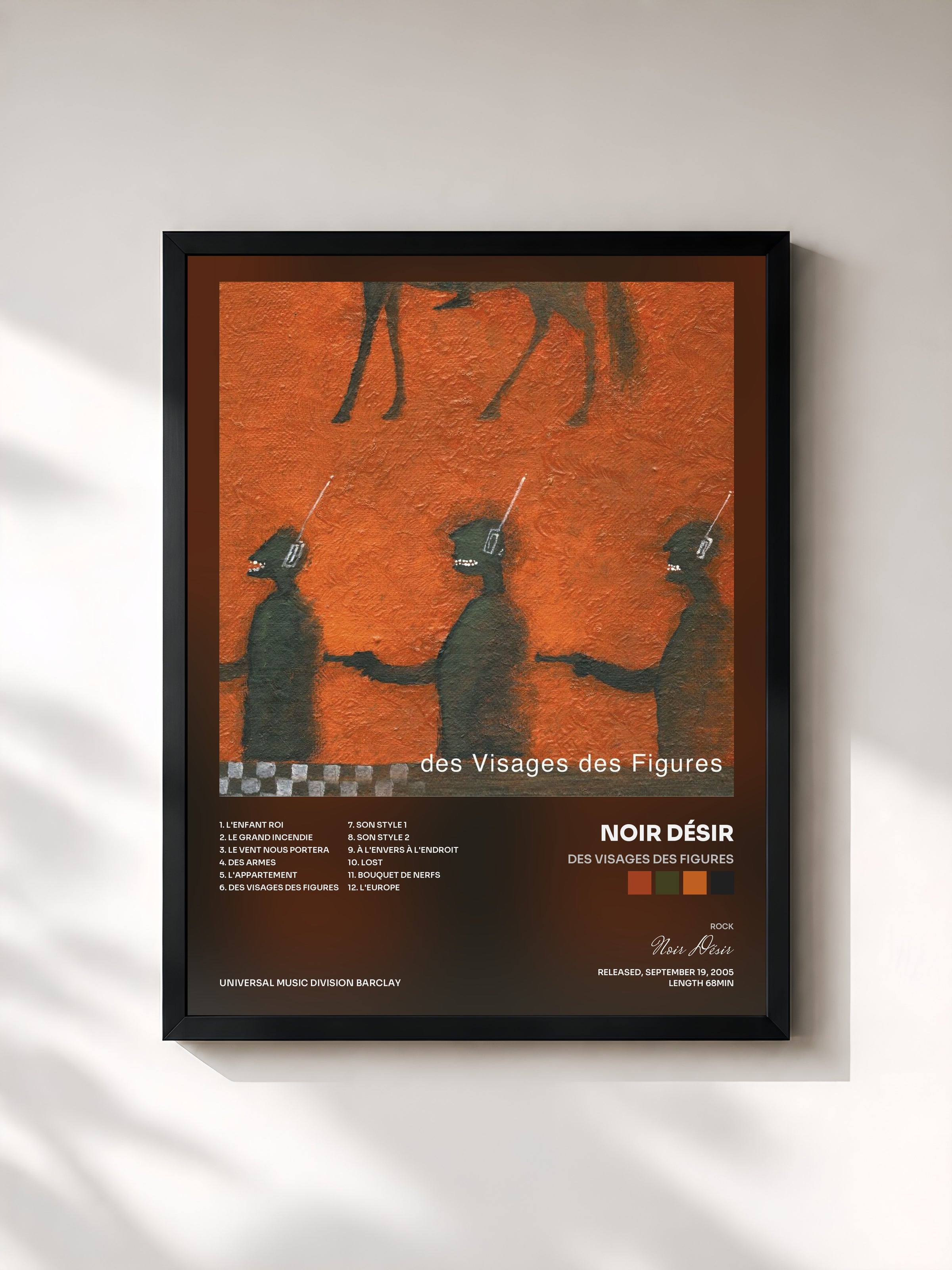 #noir Des visages des figures by Noir Désir as a framed art print, black frame, printed and framed in France