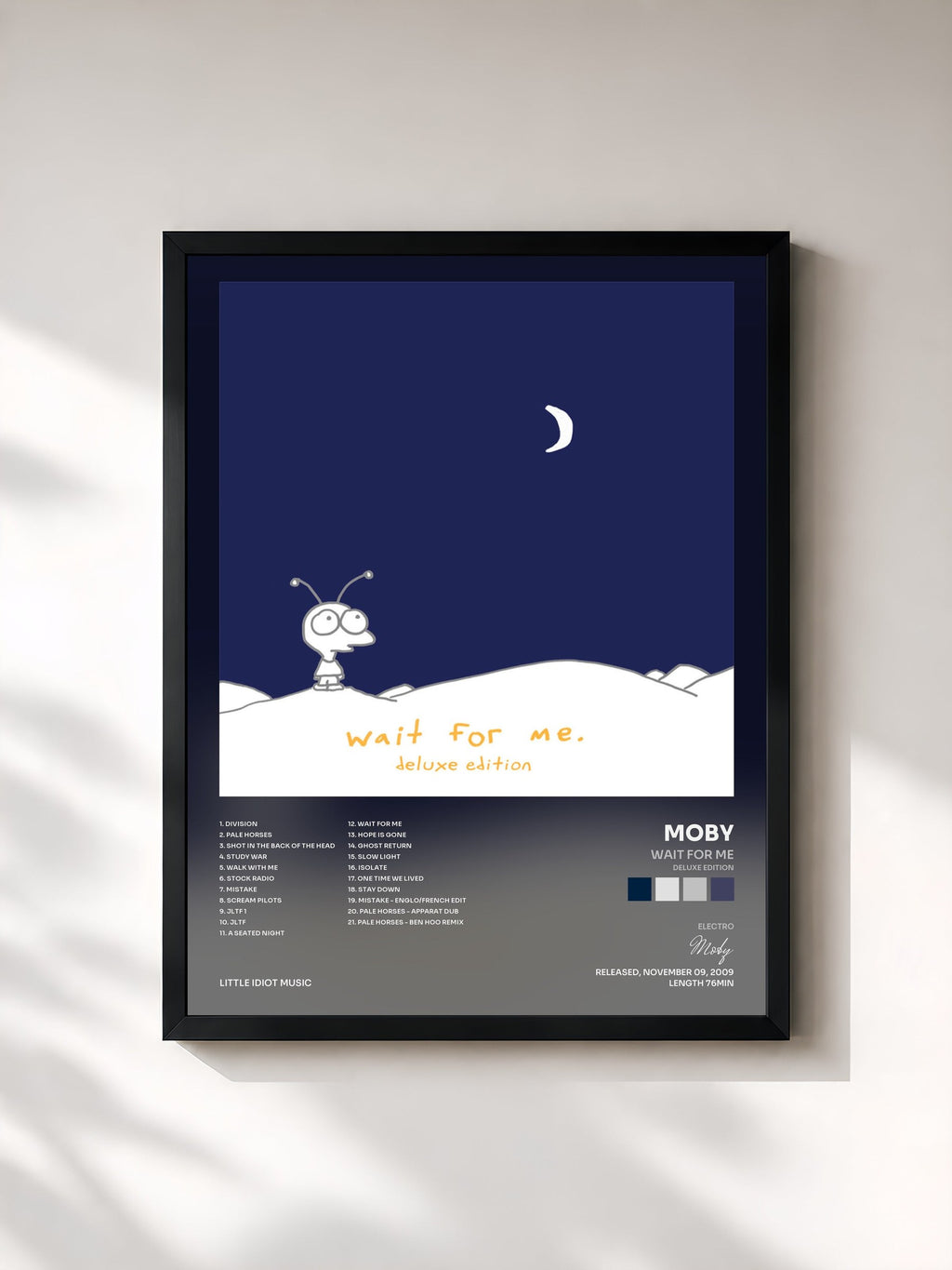 #noir Tableau de l'album Wait For Me (Deluxe Edition) de Moby, cadre noir, imprimé et encadré en France