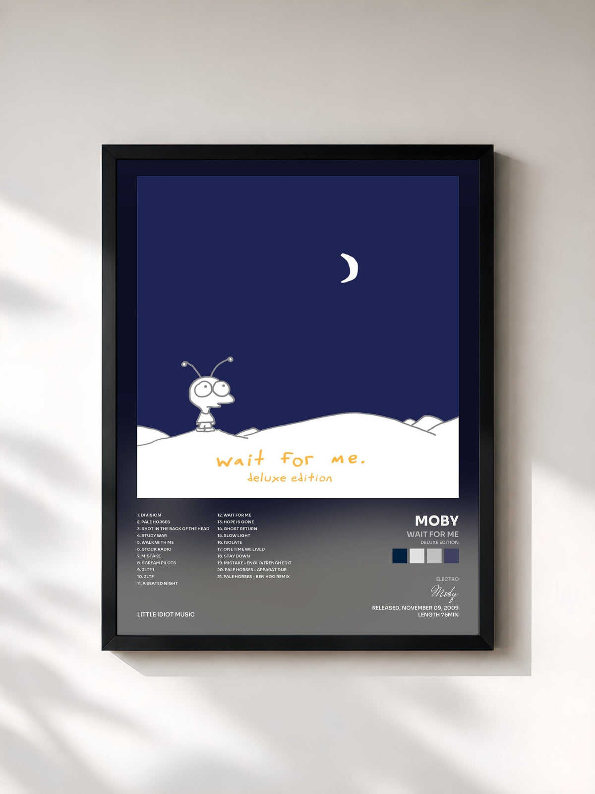#noir Tableau de l'album Wait For Me (Deluxe Edition) de Moby, cadre noir, imprimé et encadré en France