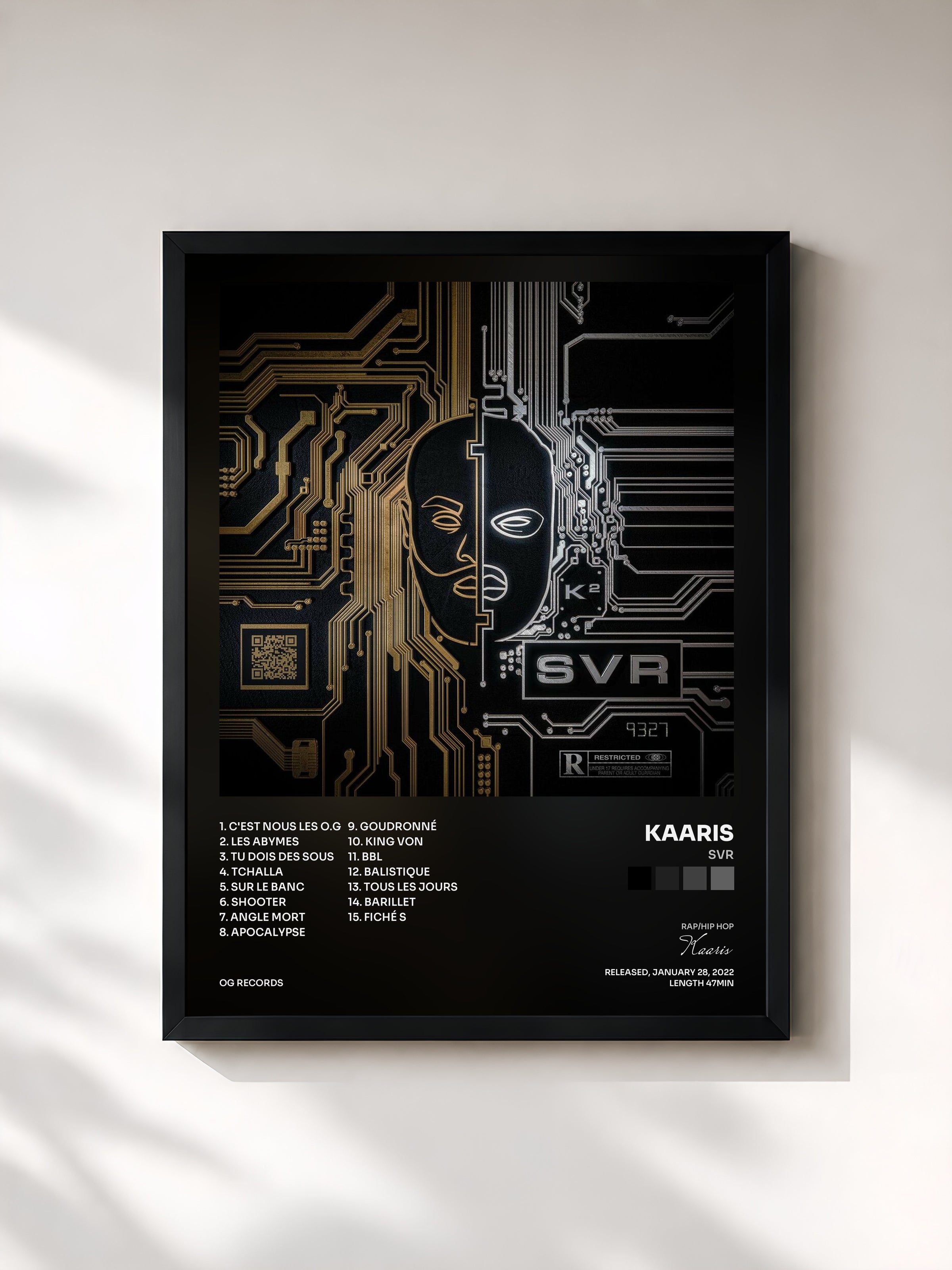 #noir SVR by Kaaris as a framed art print, black frame, printed and framed in France