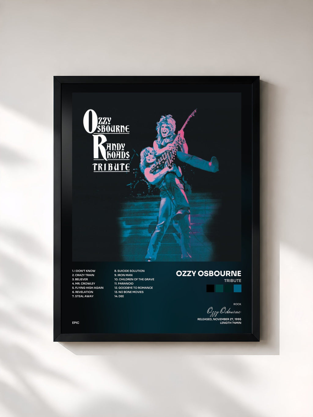 #noir Tribute de Ozzy Osbourne en lámina enmarcada, marco negro, impresa y enmarcada en Francia
