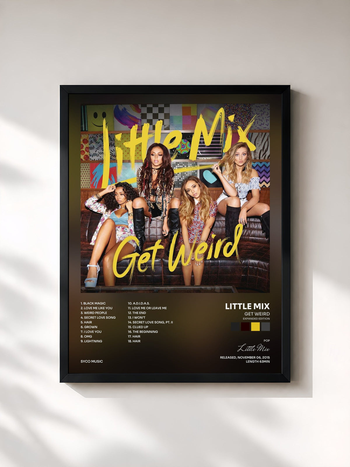 #noir Tableau de l'album Get Weird (Expanded Edition) de Little Mix, cadre noir, imprimé et encadré en France