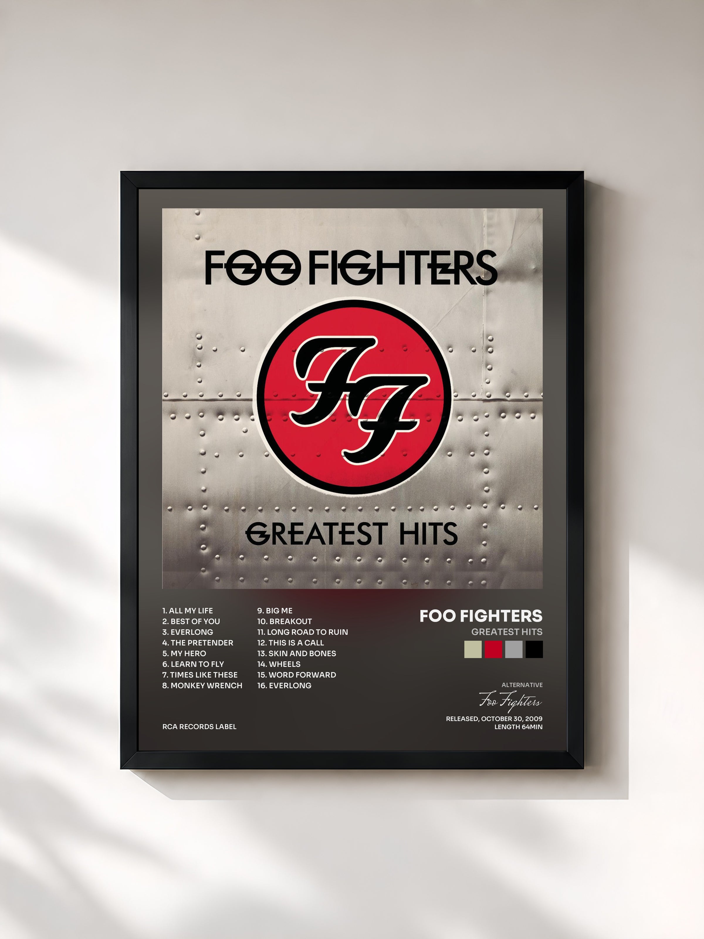 #noir Greatest Hits di Foo Fighters in stampa incorniciata, cornice nera, stampata e incorniciata in Francia