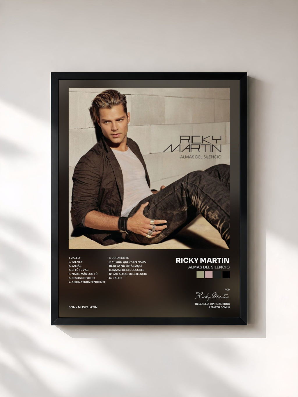 #noir Almas Del Silencio di Ricky Martin in stampa incorniciata, cornice nera, stampata e incorniciata in Francia