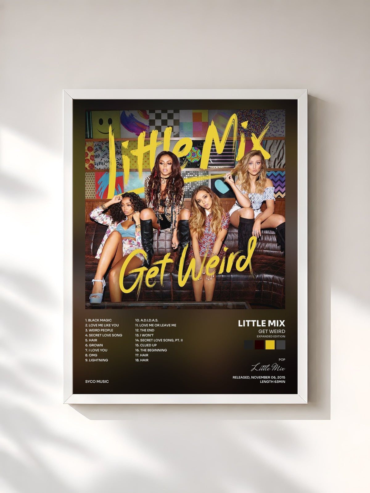 #blanc Tableau de l'album Get Weird (Expanded Edition) de Little Mix, cadre blanc, imprimé et encadré en France