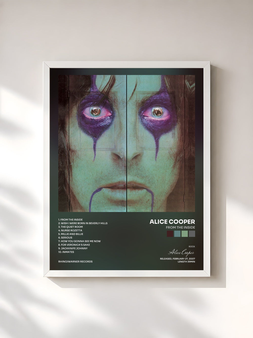#blanc From the Inside by Alice Cooper as a framed art print, white frame, printed and framed in France