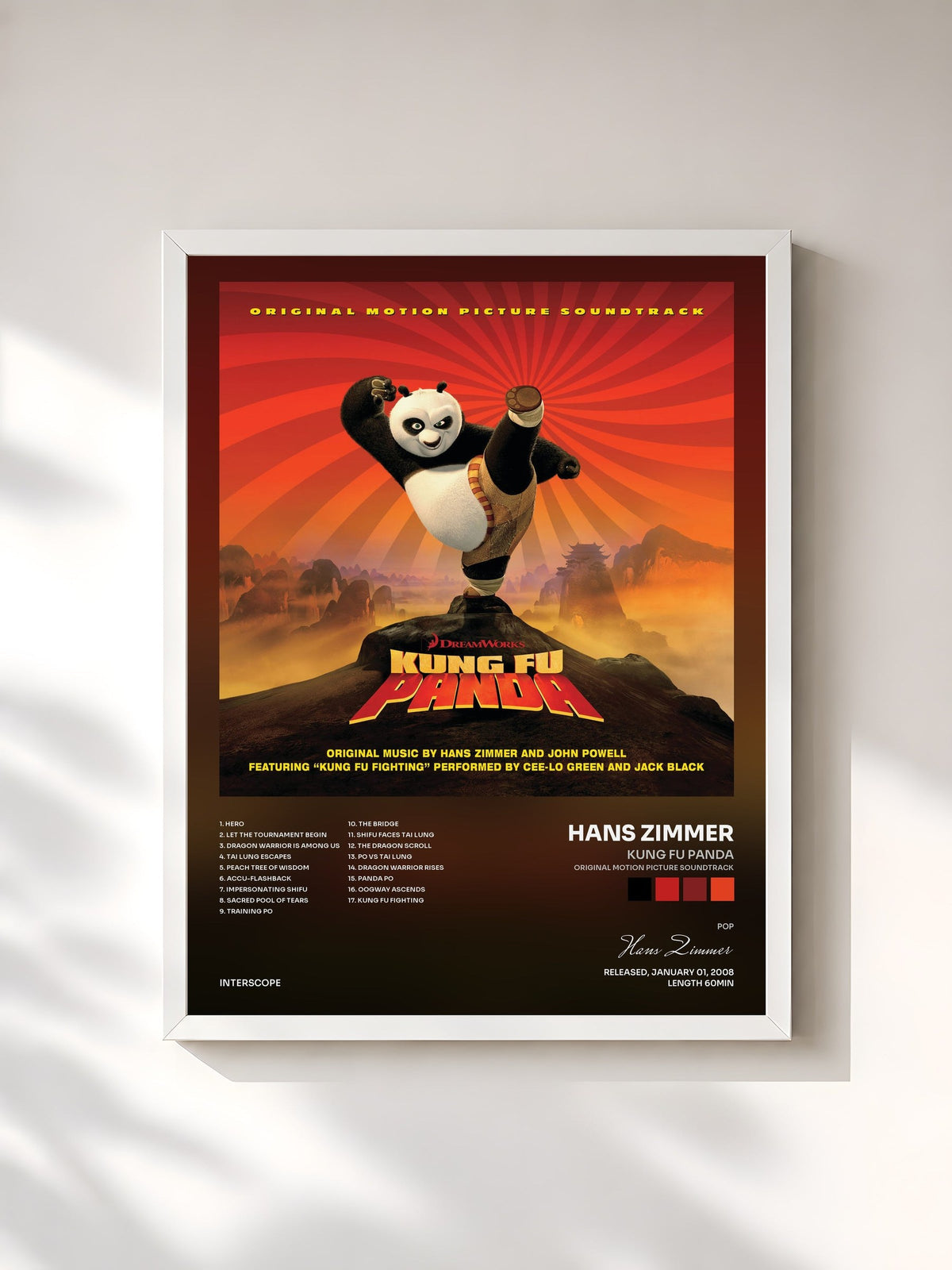 #blanc Kung Fu Panda (Original Motion Picture Soundtrack) di Hans Zimmer in stampa incorniciata, cornice bianca, stampata e incorniciata in Francia