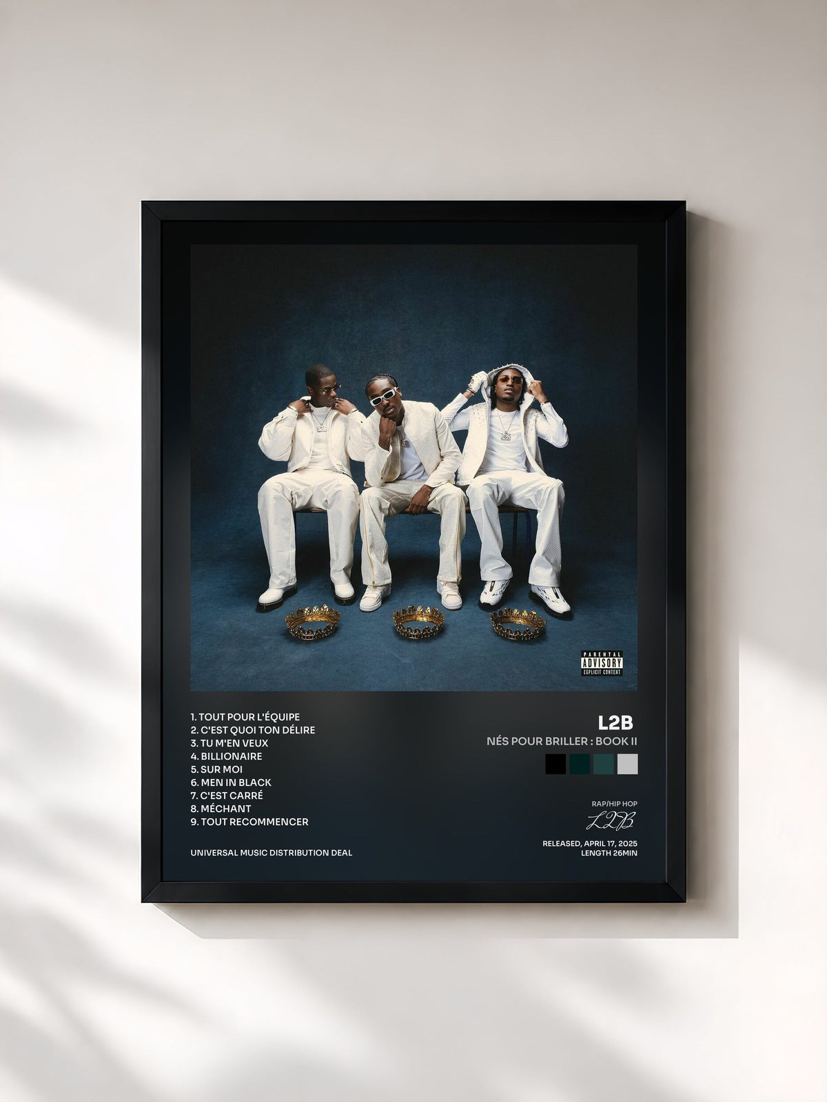 #noir Tableau de l'album Nés Pour Briller : Book II de L2B, cadre noir, imprimé et encadré en France