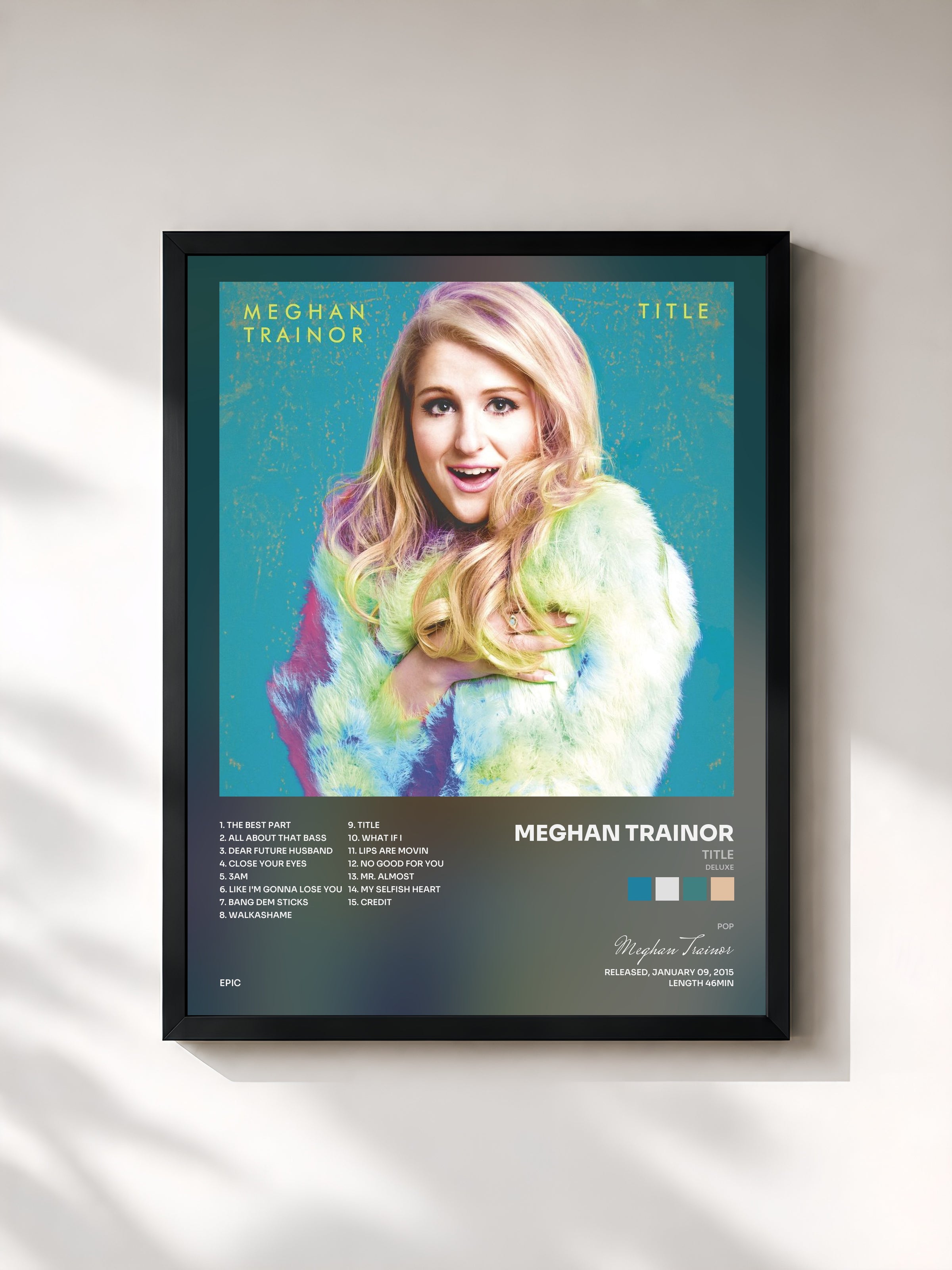 #noir Tableau de l'album Title (Deluxe) de Meghan Trainor, cadre noir, imprimé et encadré en France