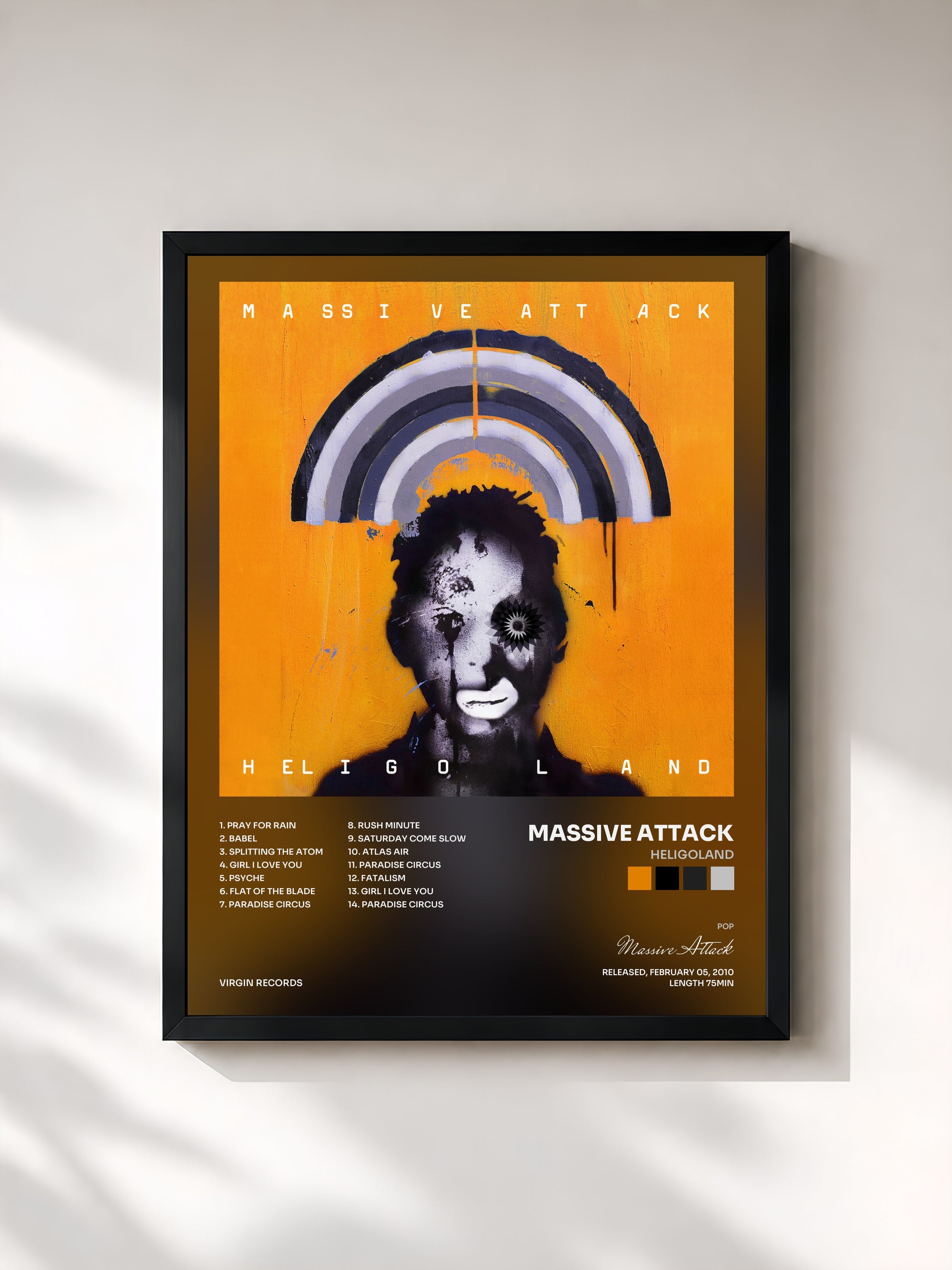 #noir Heligoland by Massive Attack as a framed art print, black frame, printed and framed in France