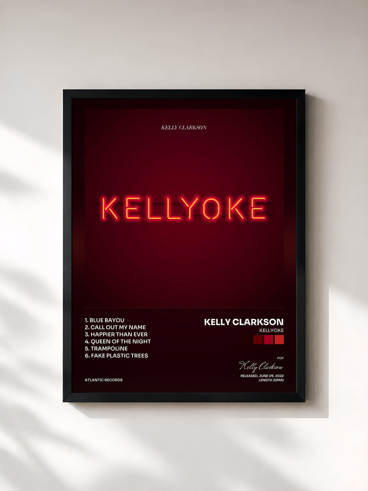 #noir Tableau de l'album Kellyoke de Kelly Clarkson, cadre noir, imprimé et encadré en France