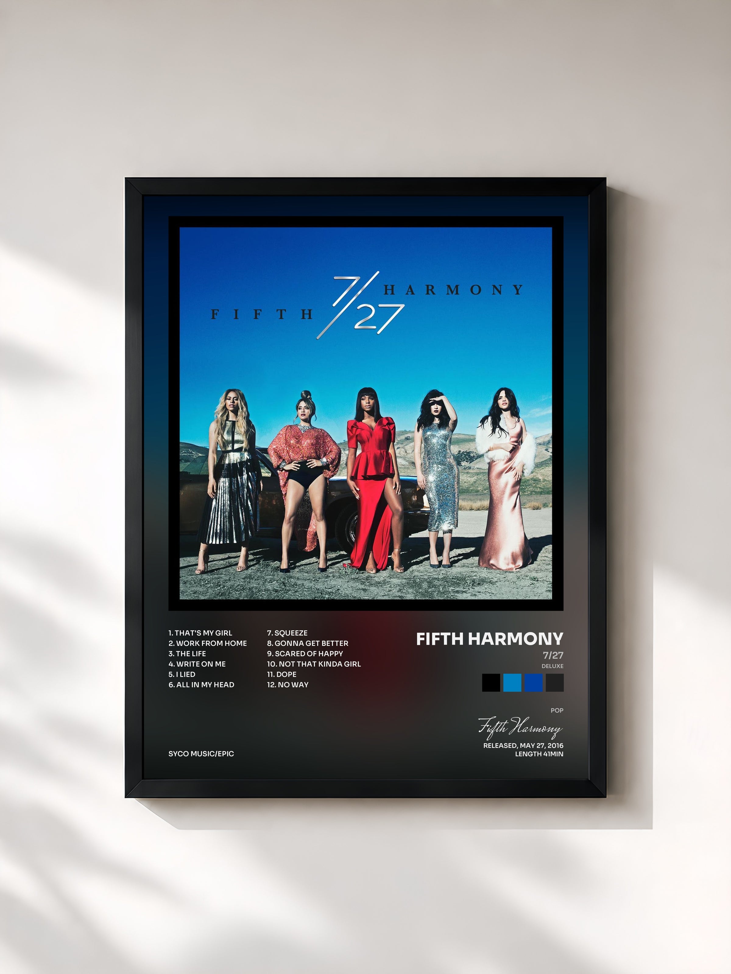 #noir Tableau de l'album 7/27 (Deluxe) de Fifth Harmony, cadre noir, imprimé et encadré en France