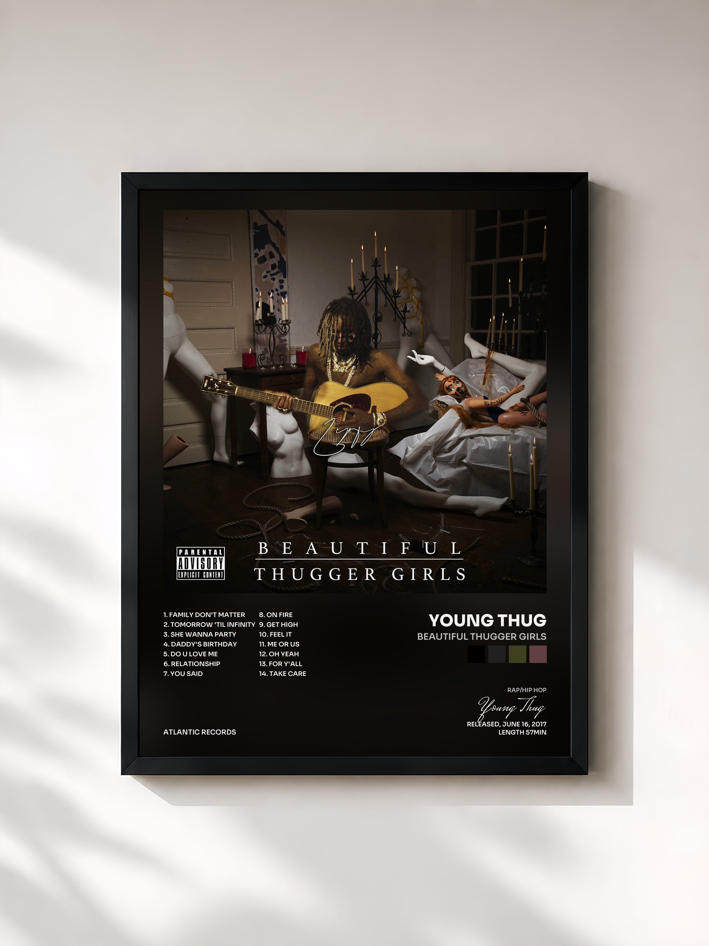 #noir Beautiful Thugger Girls by Young Thug as a framed art print, black frame, printed and framed in France