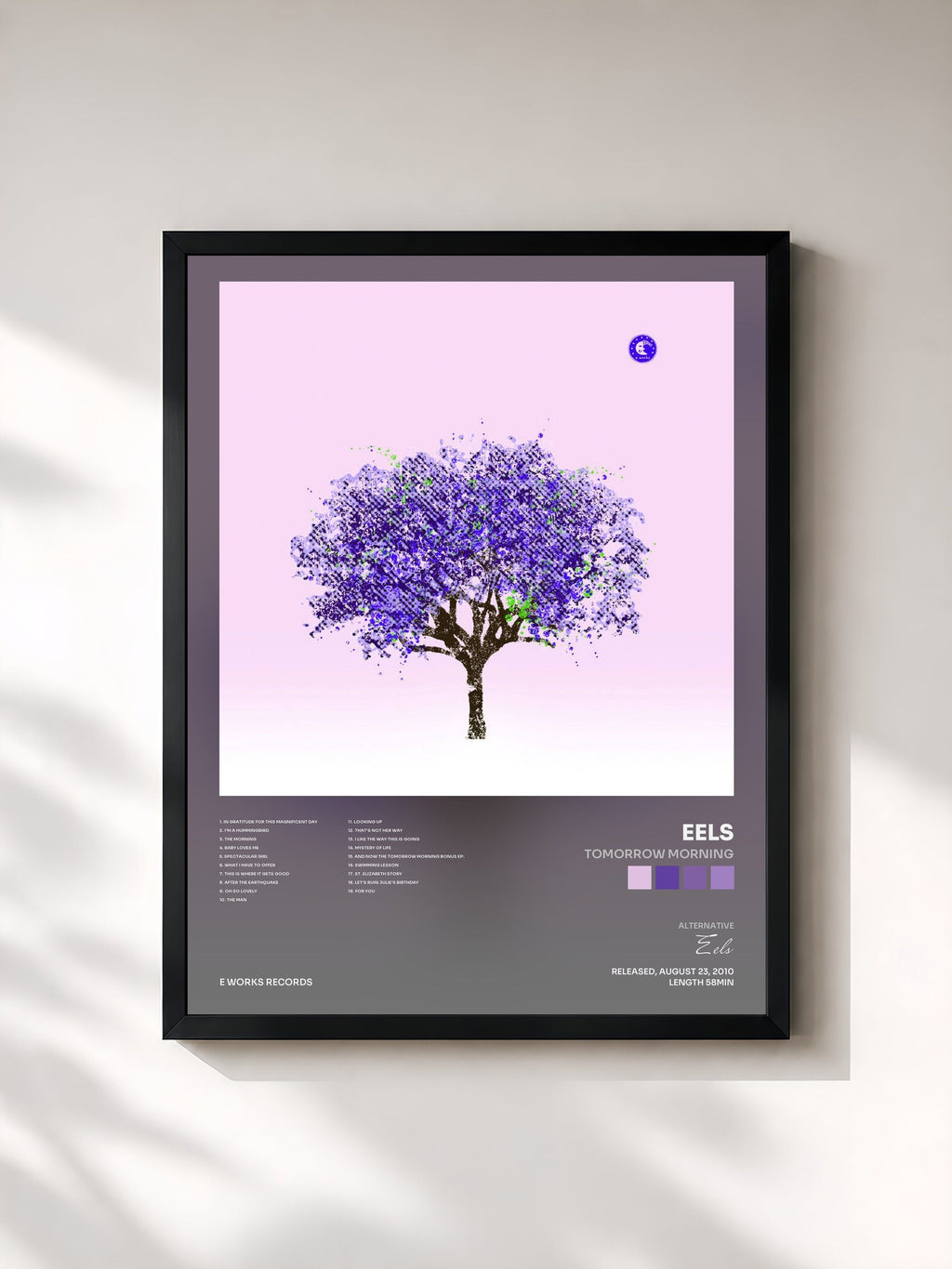 #noir Tomorrow Morning by Eels as a framed art print, black frame, printed and framed in France