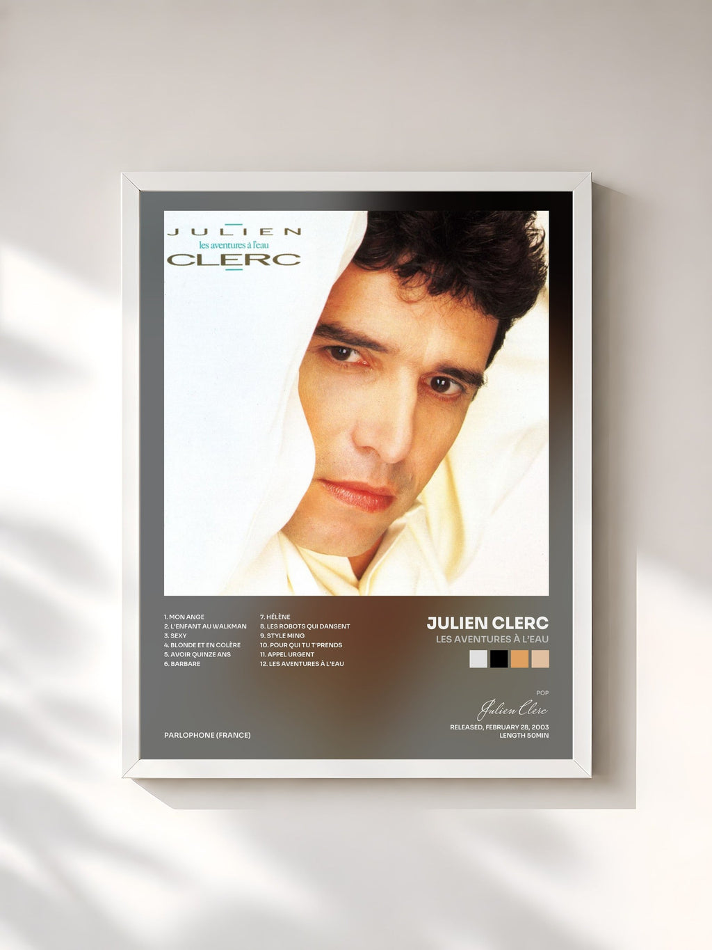 #blanc Les aventures à l’eau von Julien Clerc als gerahmter Kunstdruck, weißer Rahmen, gedruckt und gerahmt in Frankreich
