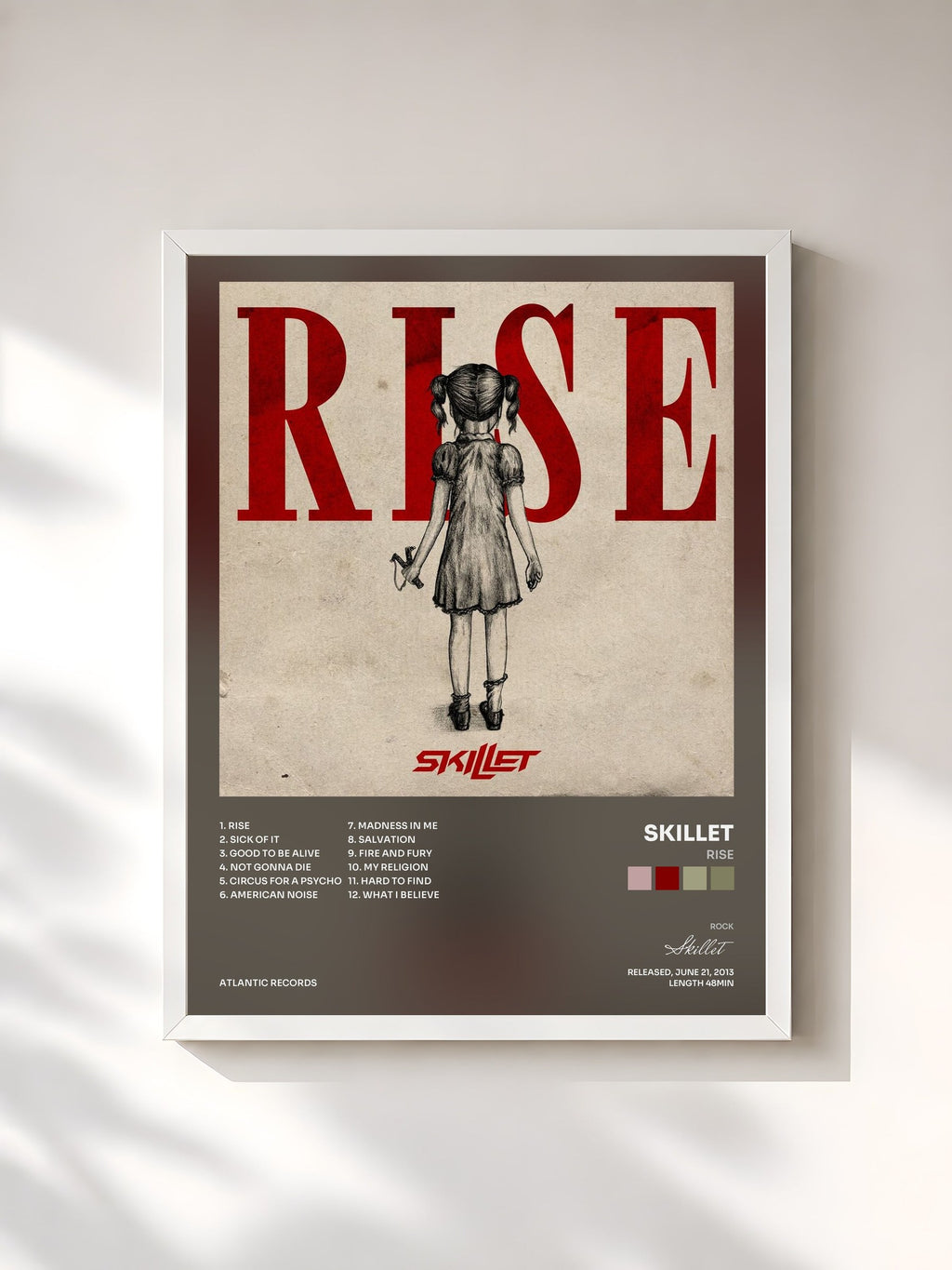 #blanc Rise von Skillet als gerahmter Kunstdruck, weißer Rahmen, gedruckt und gerahmt in Frankreich