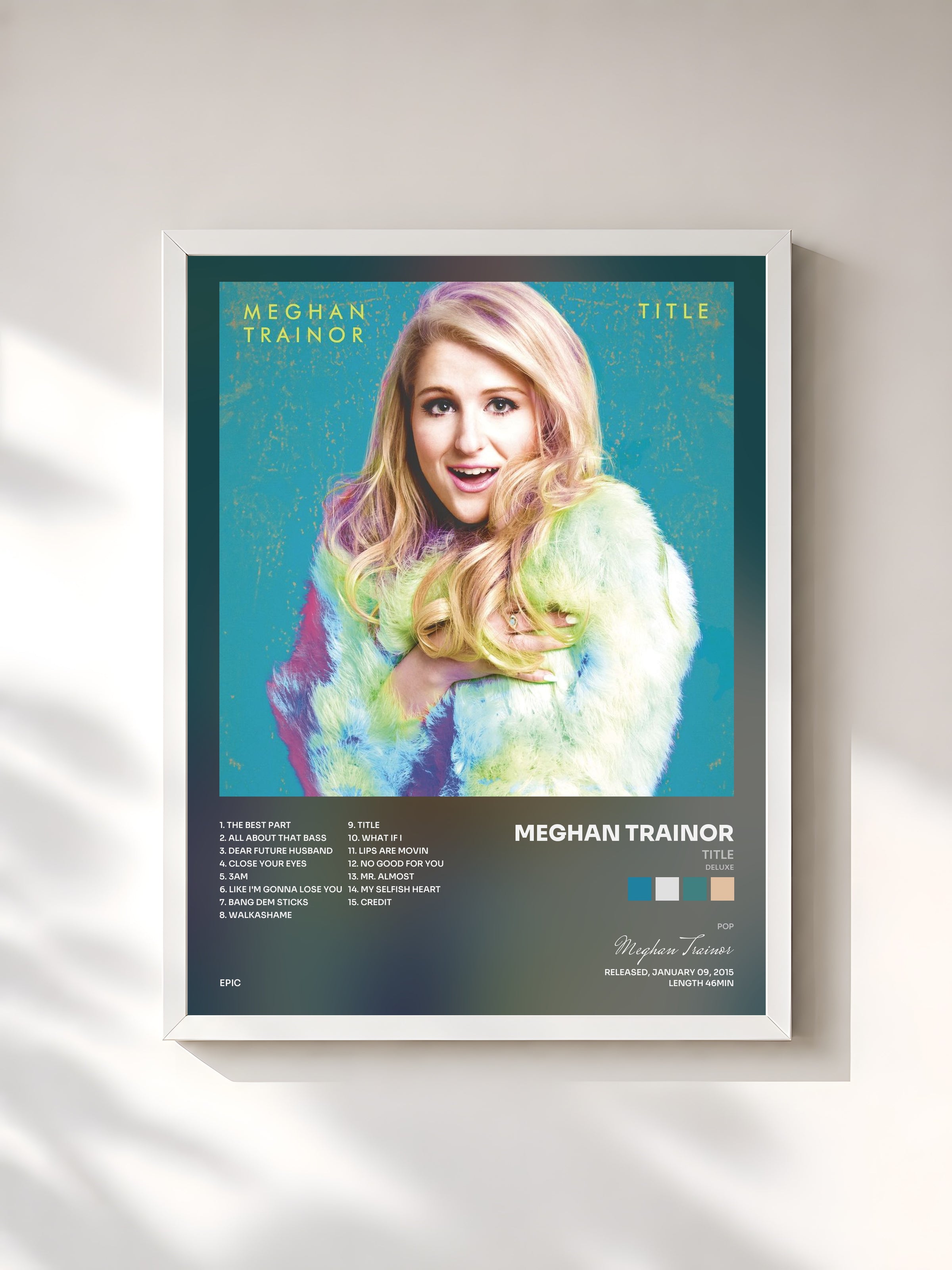 #blanc Tableau de l'album Title (Deluxe) de Meghan Trainor, cadre blanc, imprimé et encadré en France