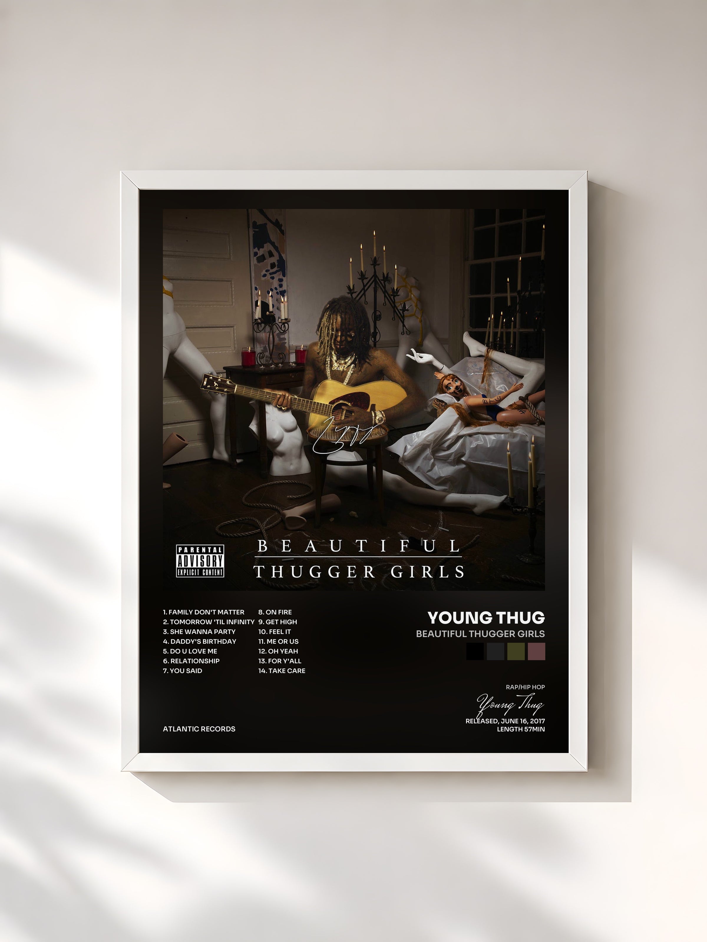 #blanc Beautiful Thugger Girls by Young Thug as a framed art print, white frame, printed and framed in France