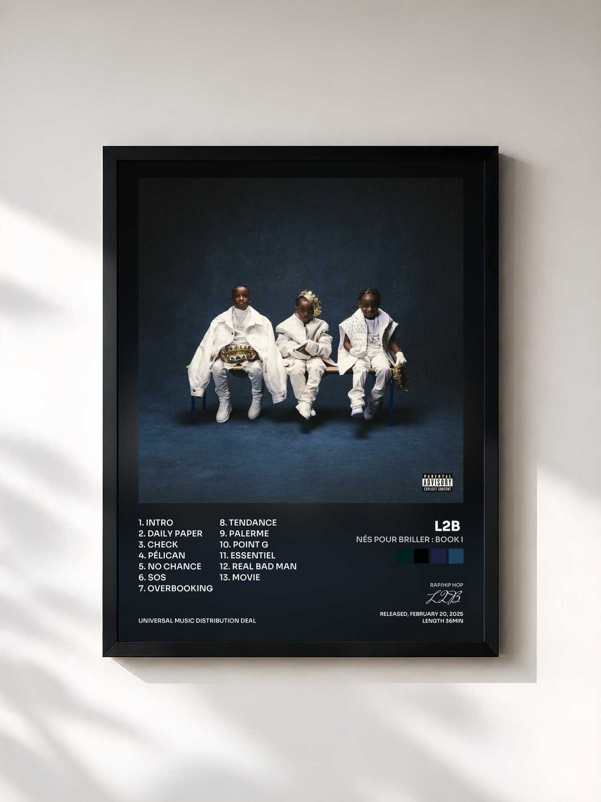 #noir Tableau de l'album Nés Pour Briller : Book I de L2B, cadre noir, imprimé et encadré en France