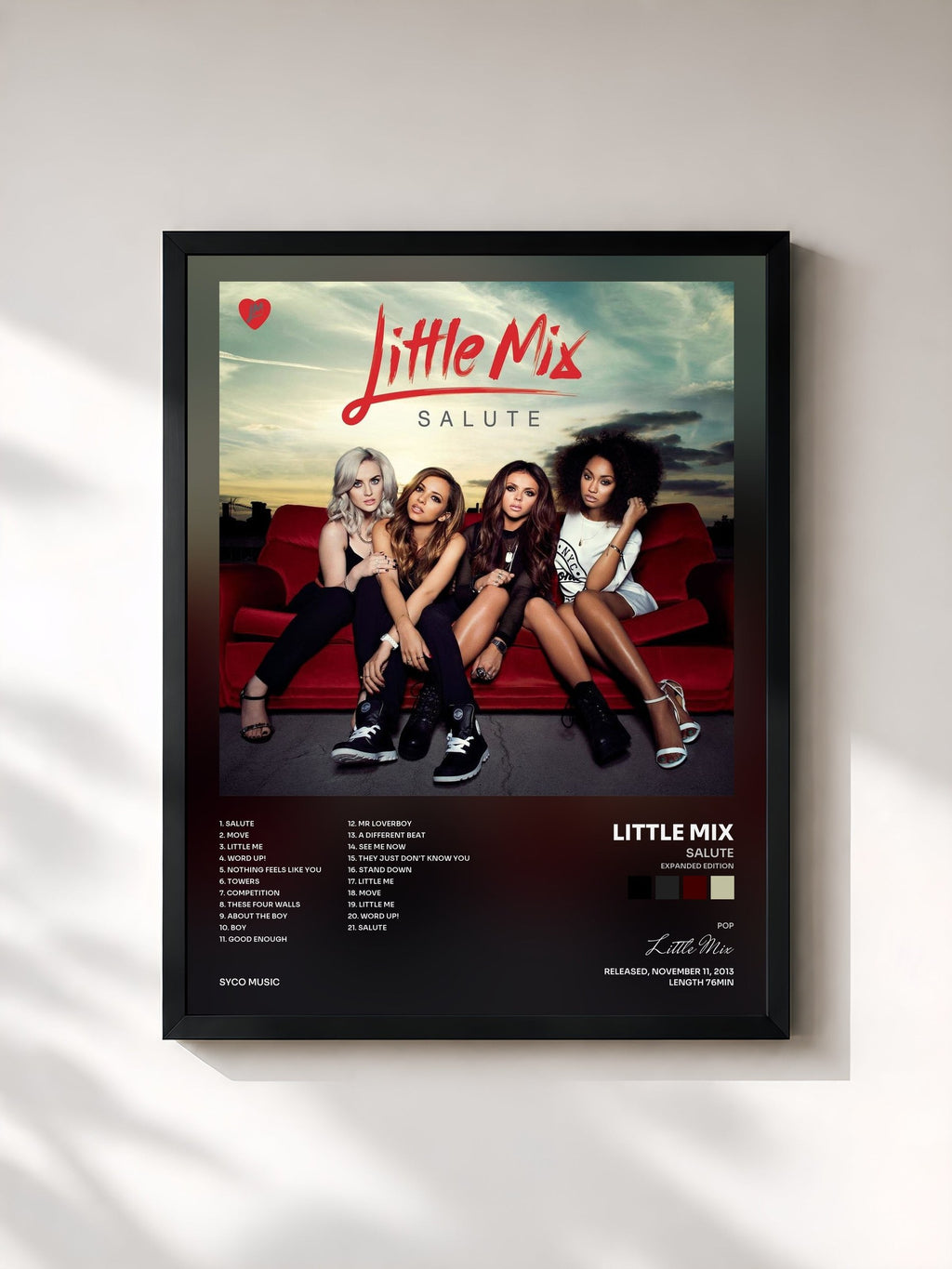 #noir Tableau de l'album Salute (Expanded Edition) de Little Mix, cadre noir, imprimé et encadré en France