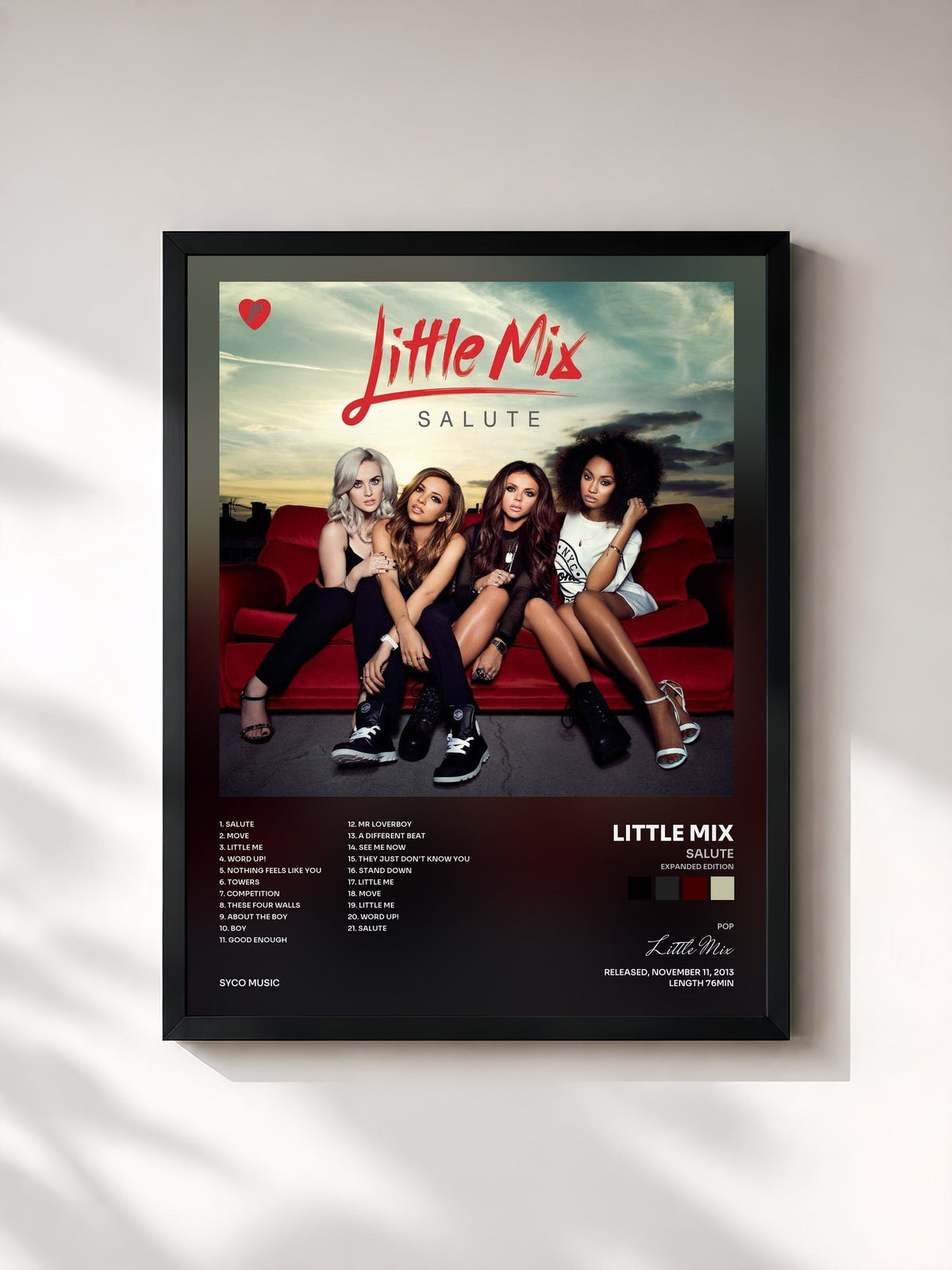 #noir Tableau de l'album Salute (Expanded Edition) de Little Mix, cadre noir, imprimé et encadré en France