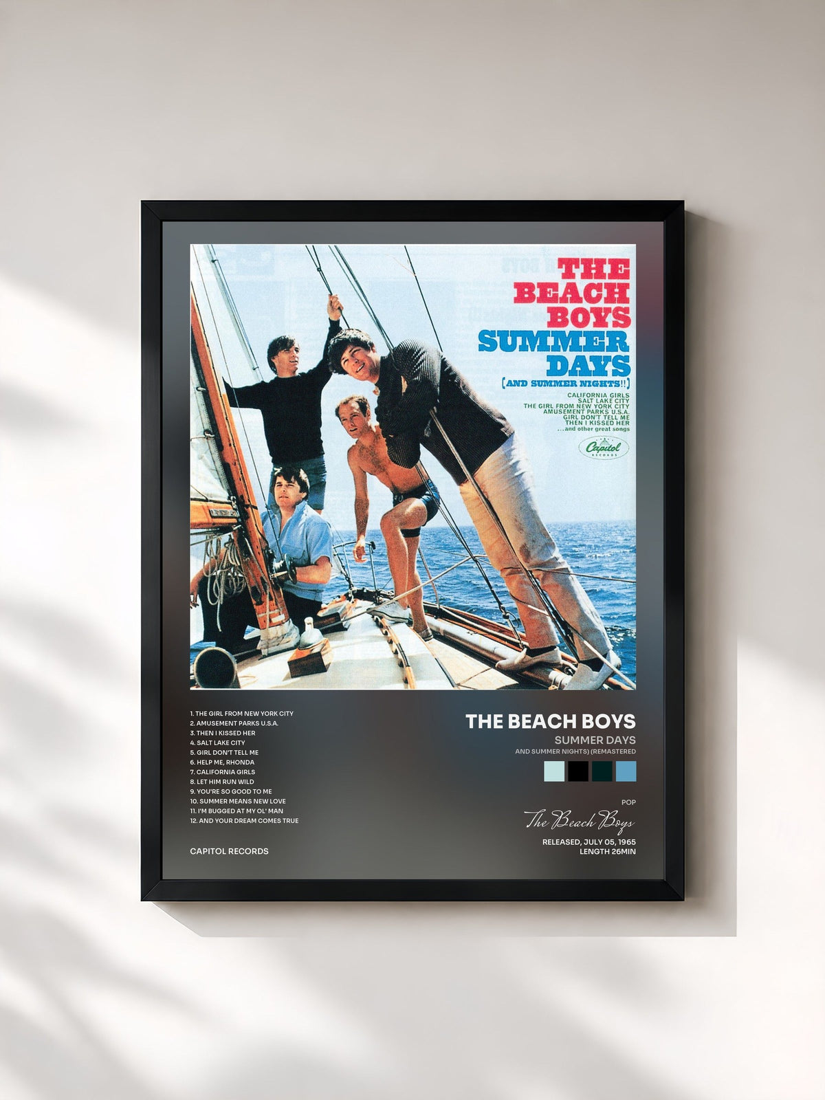 #noir Summer Days (And Summer Nights) (Remastered) di The Beach Boys in stampa incorniciata, cornice nera, stampata e incorniciata in Francia