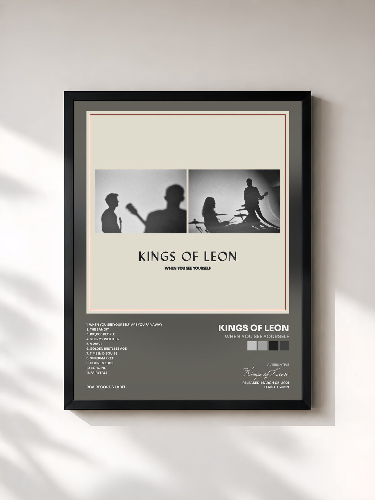 #noir When You See Yourself by Kings of Leon as a framed art print, black frame, printed and framed in France