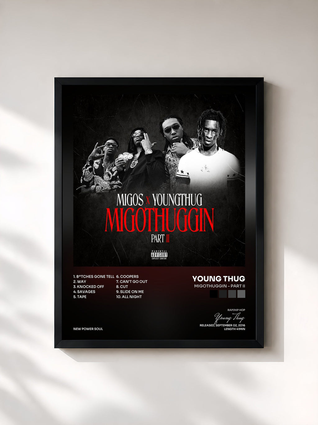 #noir MigoThuggin - Part II von Young Thug als gerahmter Kunstdruck, schwarzer Rahmen, gedruckt und gerahmt in Frankreich