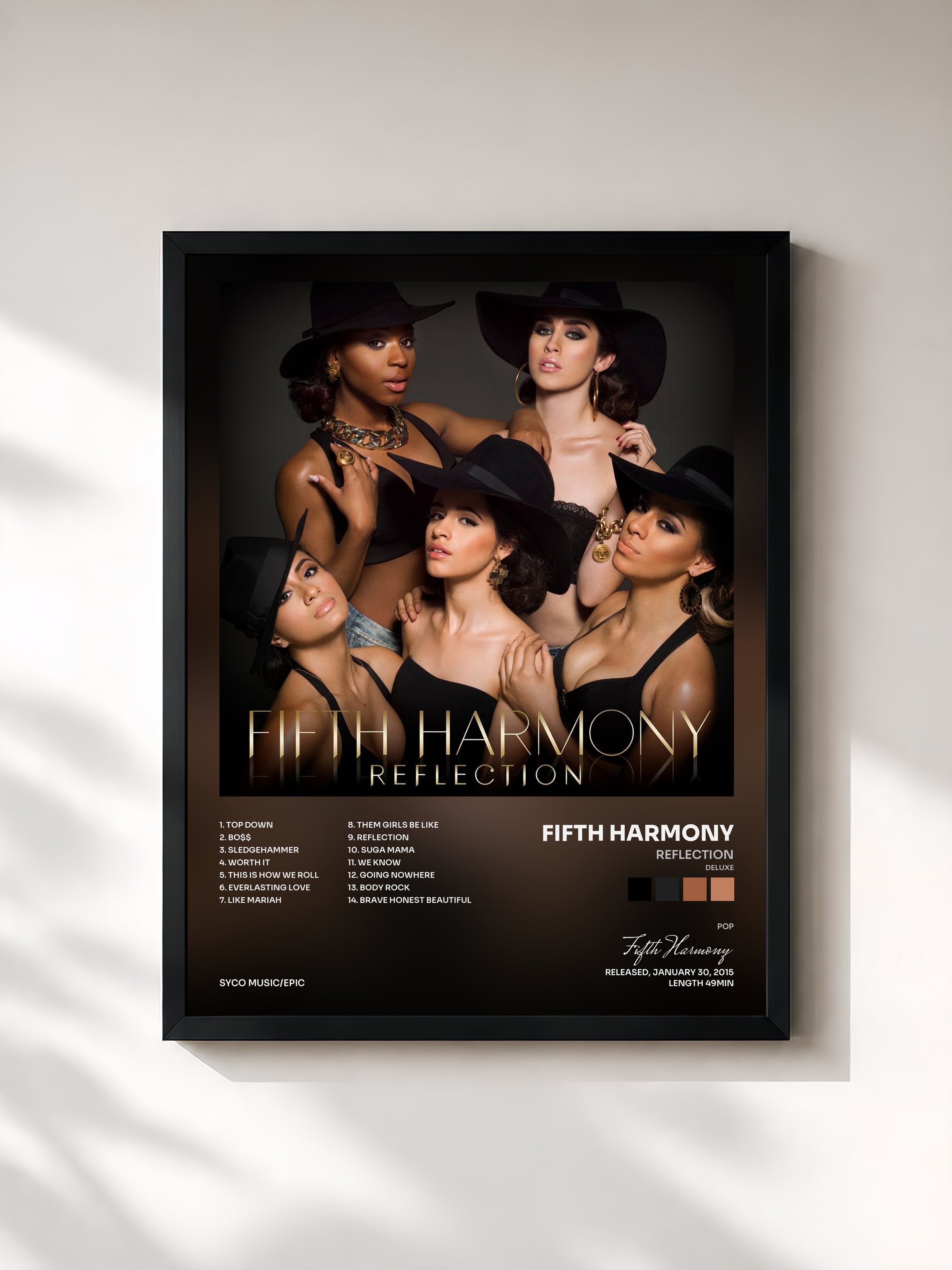 #noir Tableau de l'album Reflection (Deluxe) de Fifth Harmony, cadre noir, imprimé et encadré en France
